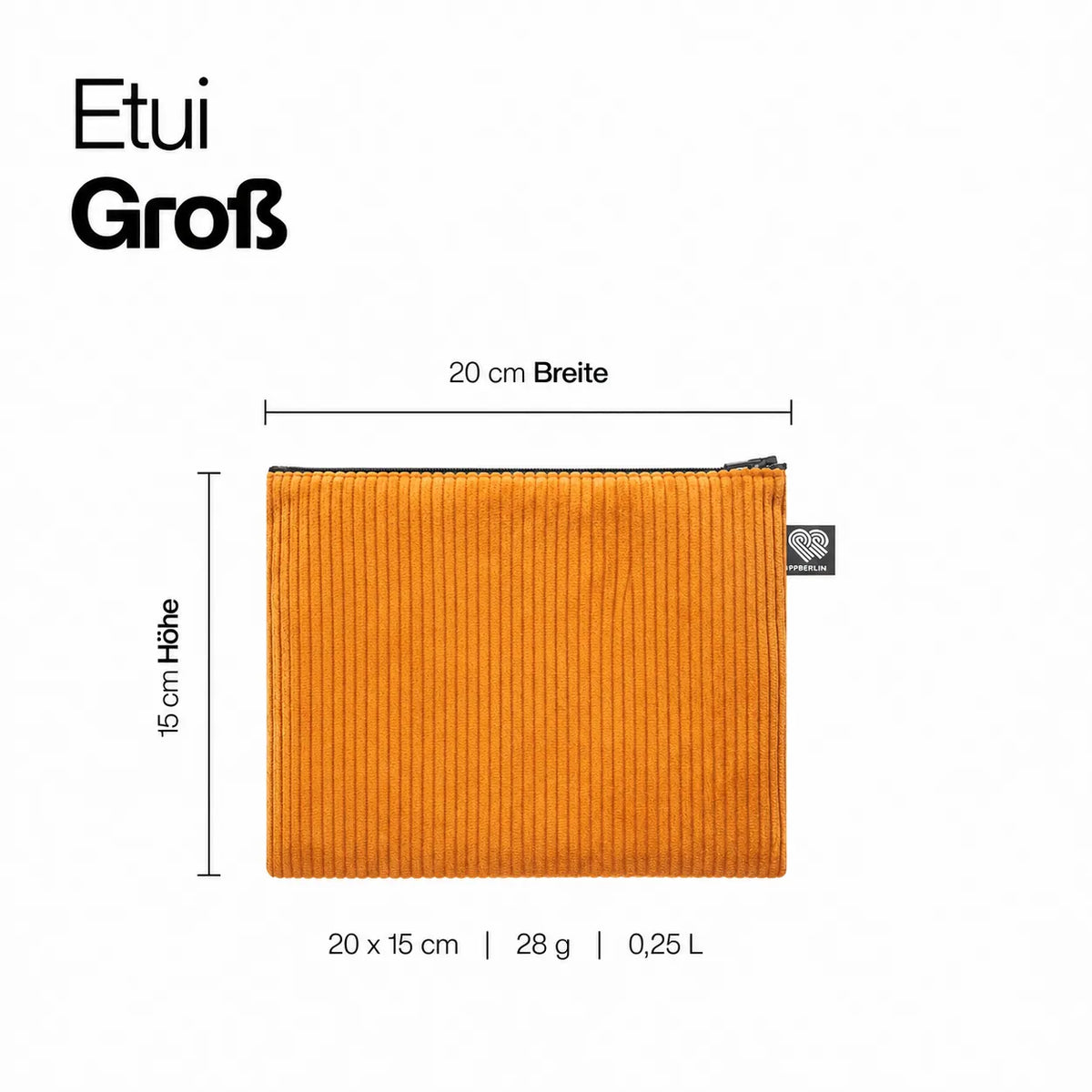 Etui Groß in ockerfarbenem Cord Technische Zeichnung #farbe_ocker