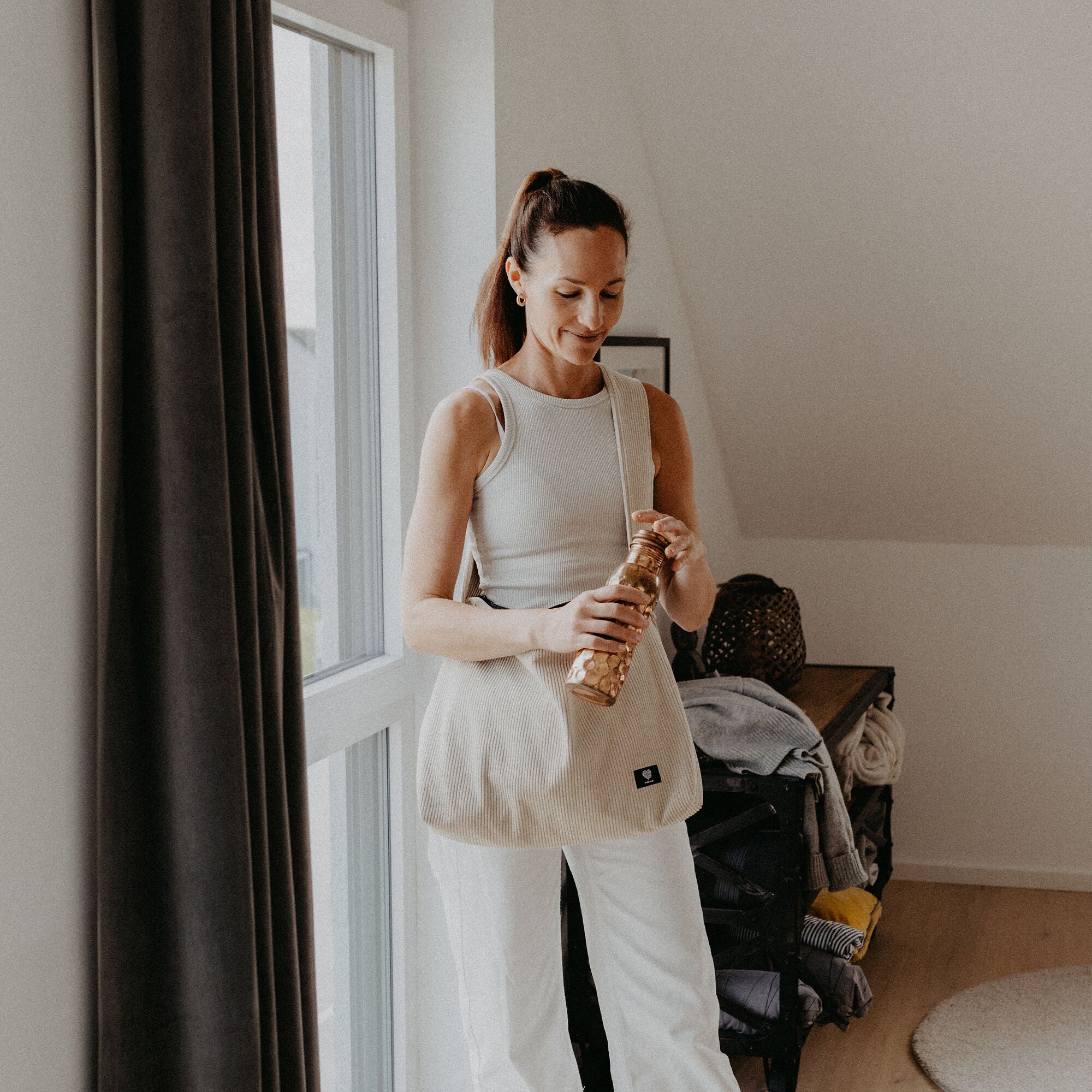 Tragetasche groß Cord beige (2) #farbe_beige