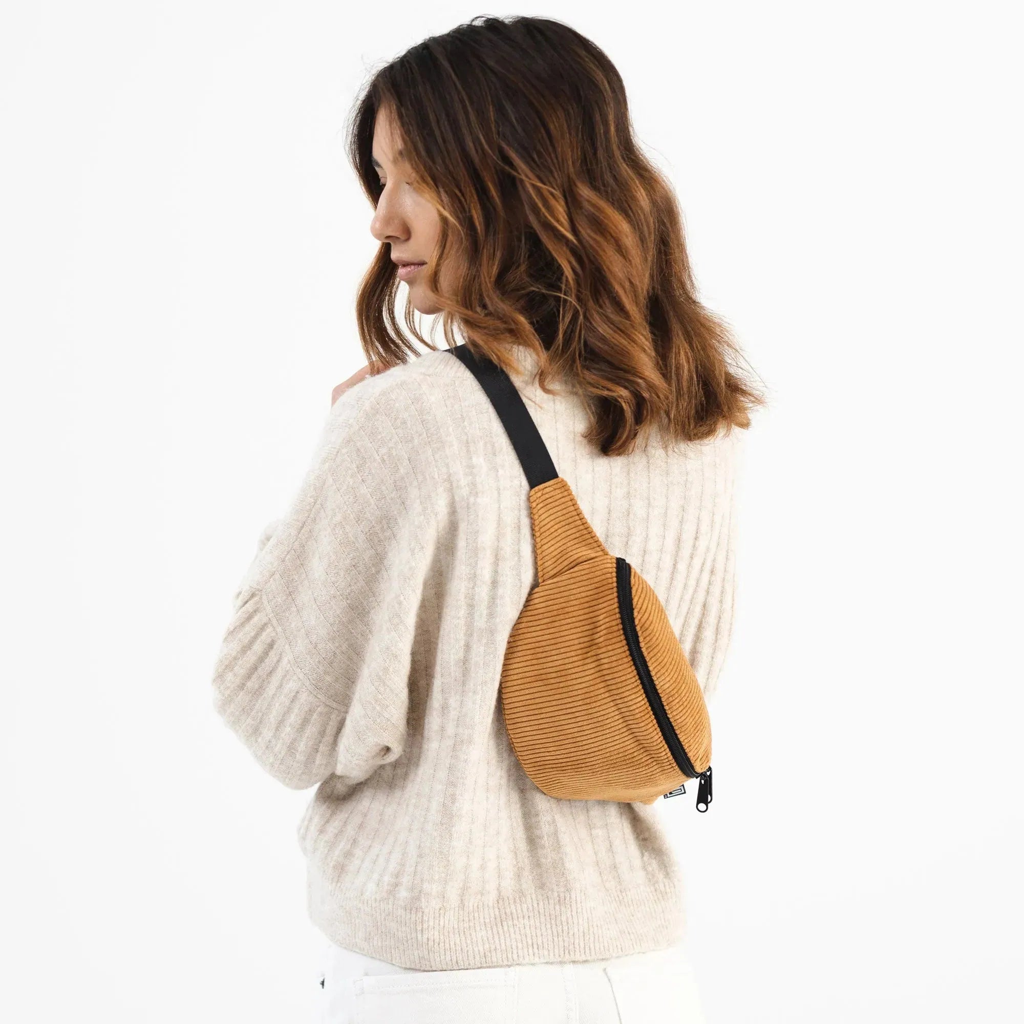 Bauchtasche klassisch, Cord Ocker Model2 (6) #farbe_Ocker