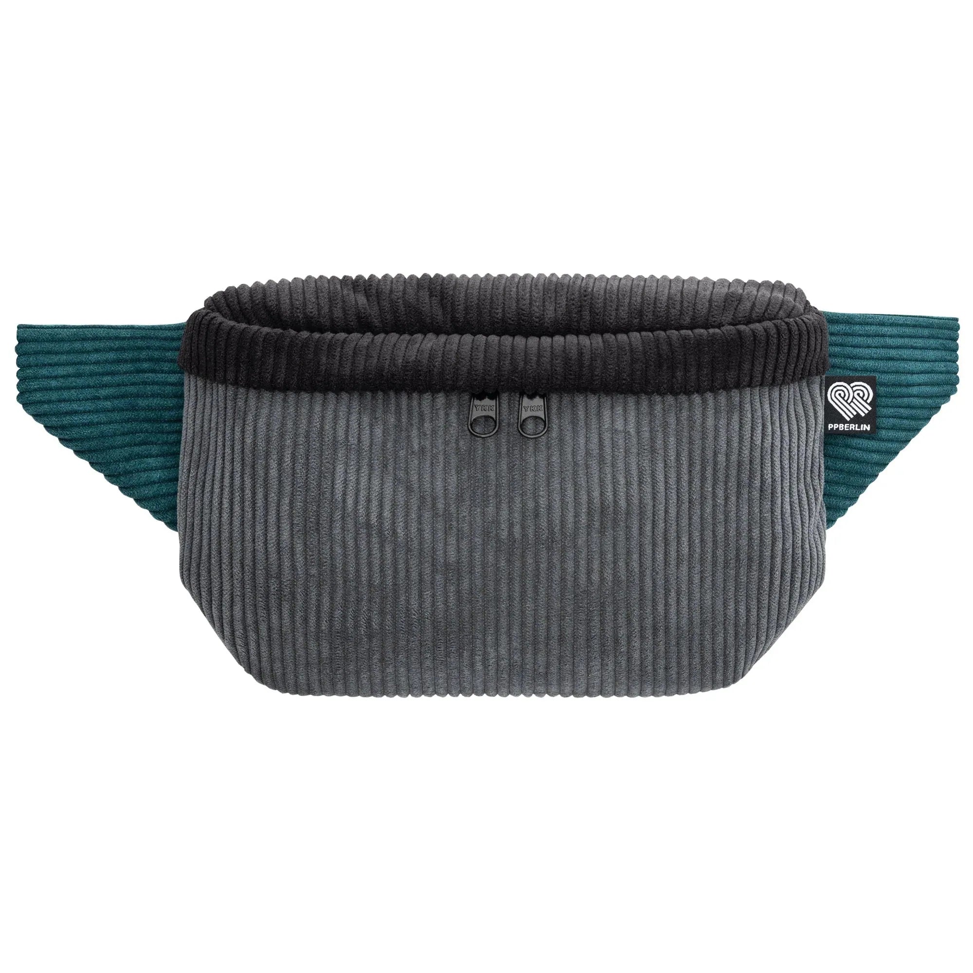 Bauchtasche eckig, Cord Farbtrio, Vorderseite (0) #farbe_Grau / Schwarz / Petrol