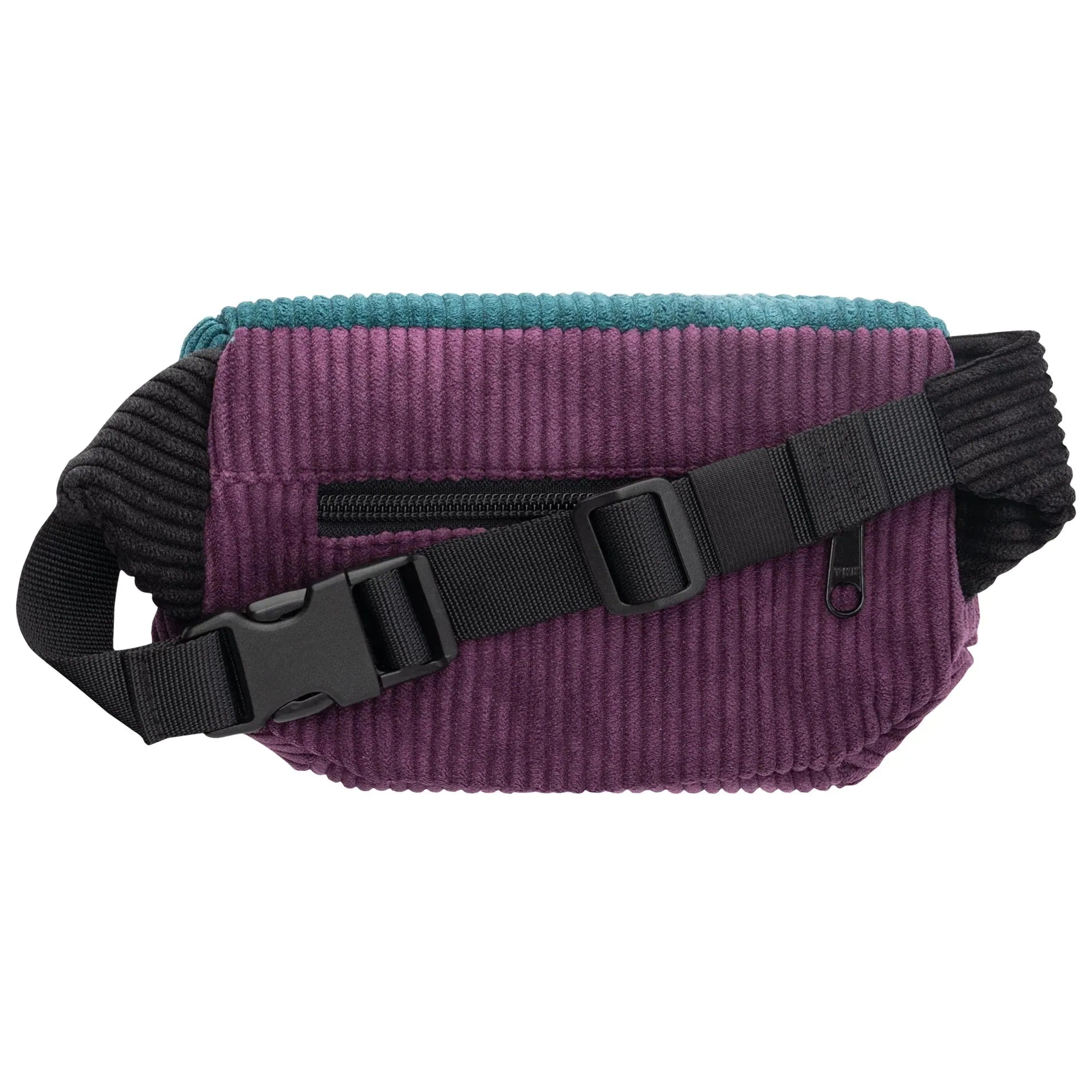 Bauchtasche eckig klein, Cord Farbtrio (1) #farbe_Aubergine / Petrol / Schwarz