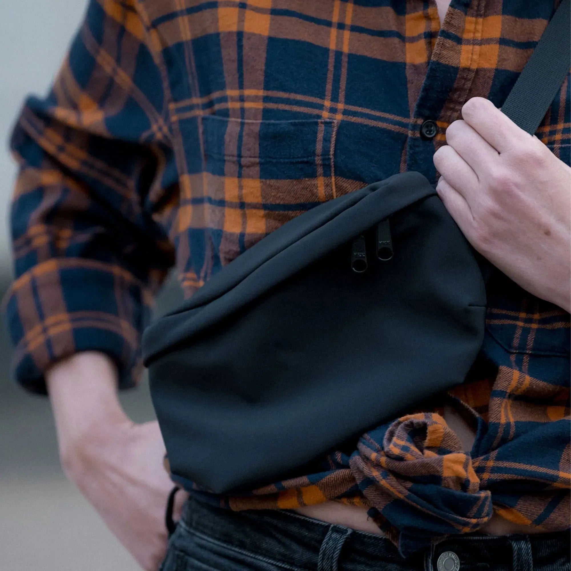 Bauchtasche eckig, Softshell Schwarz Detail3 (4) #farbe_Schwarz
