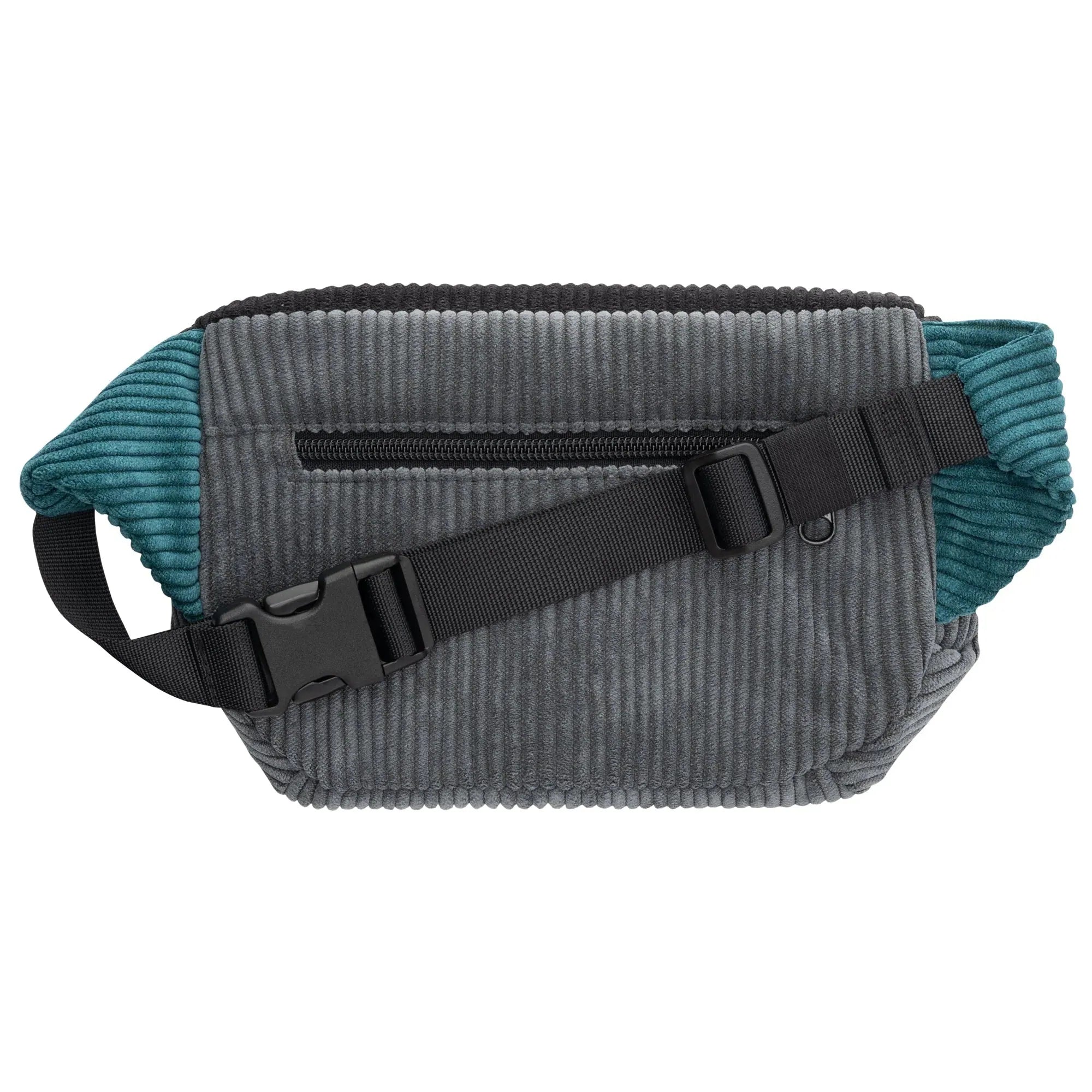 Bauchtasche eckig, Cord Farbtrio, Vorderseite (1) #farbe_Grau / Schwarz / Petrol