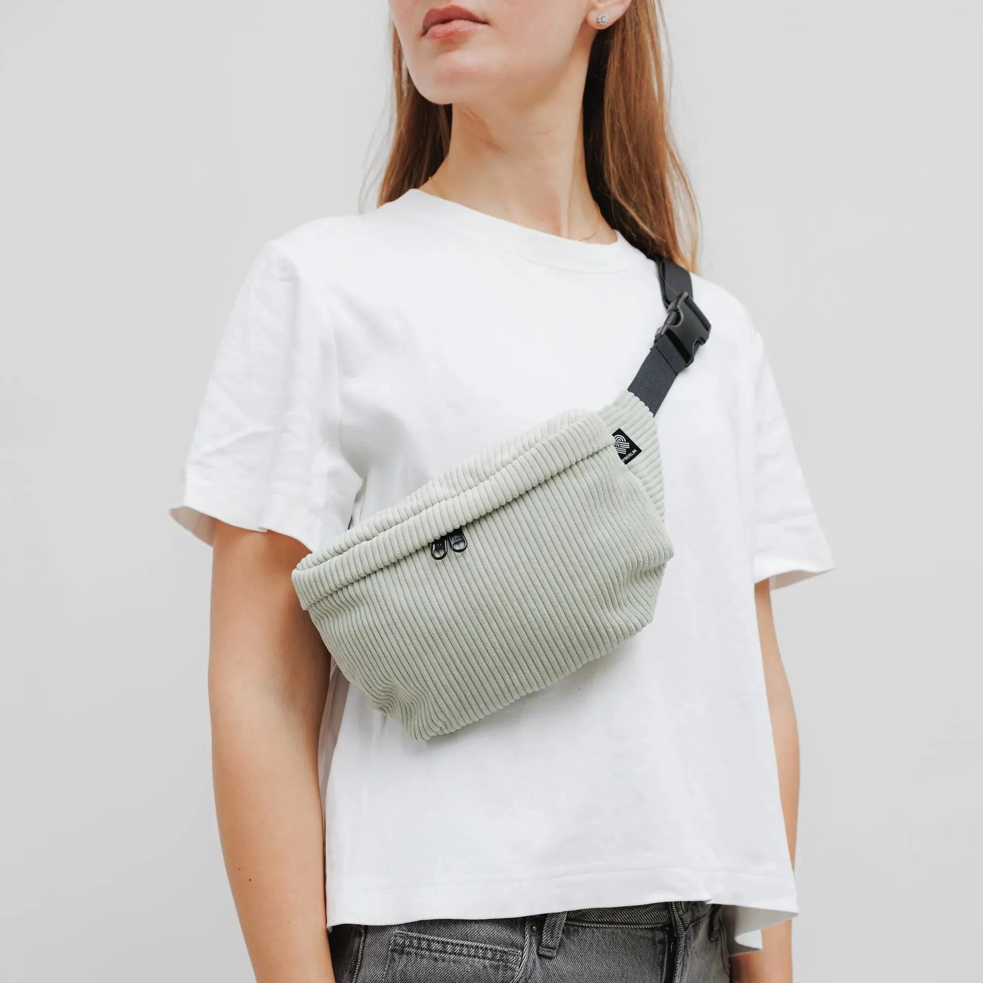 Bauchtasche eckig, Cord Mint Model1 (2) #farbe_mint