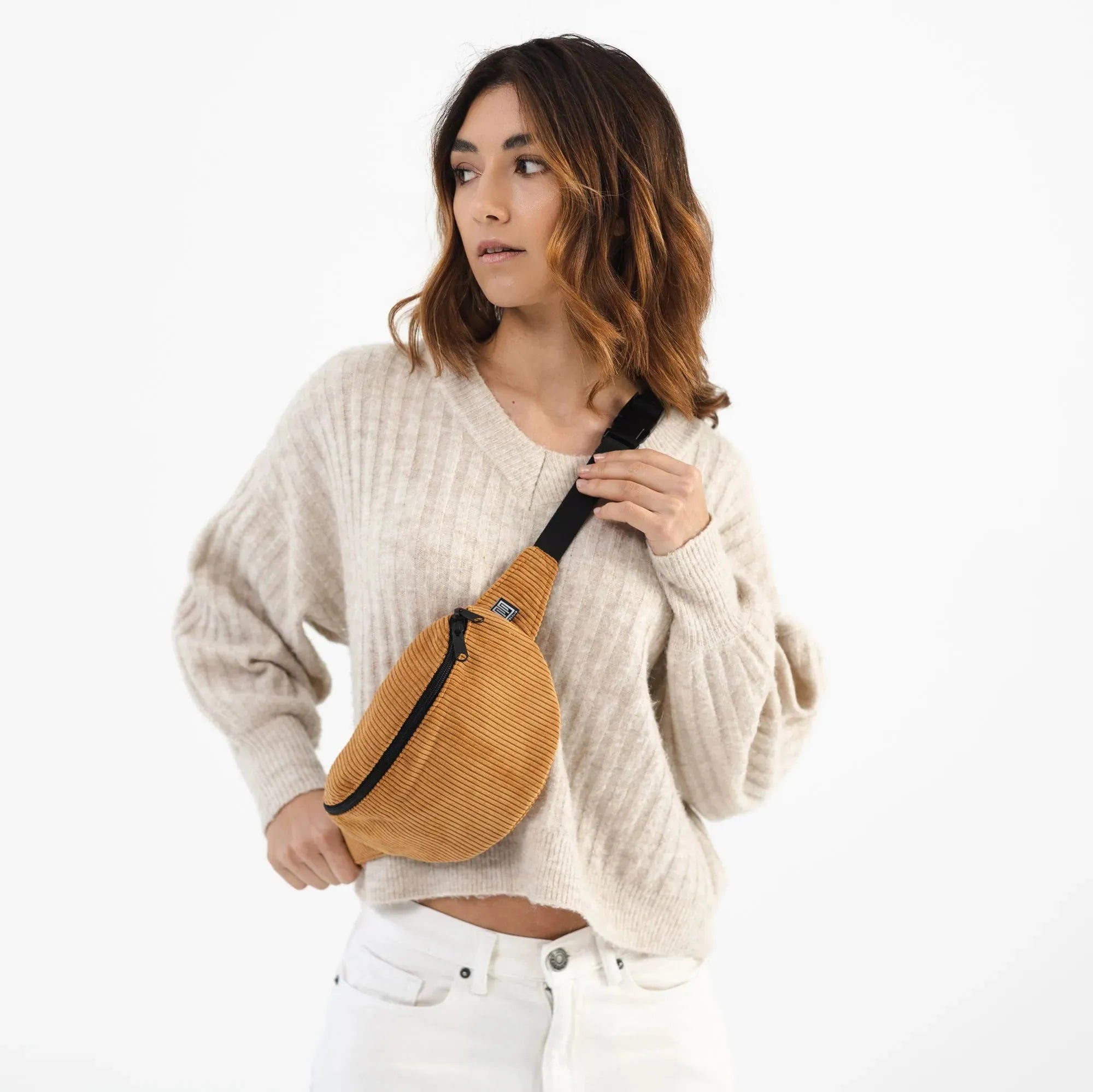 Bauchtasche klassisch, Cord Ocker Model1 (5) #farbe_Ocker