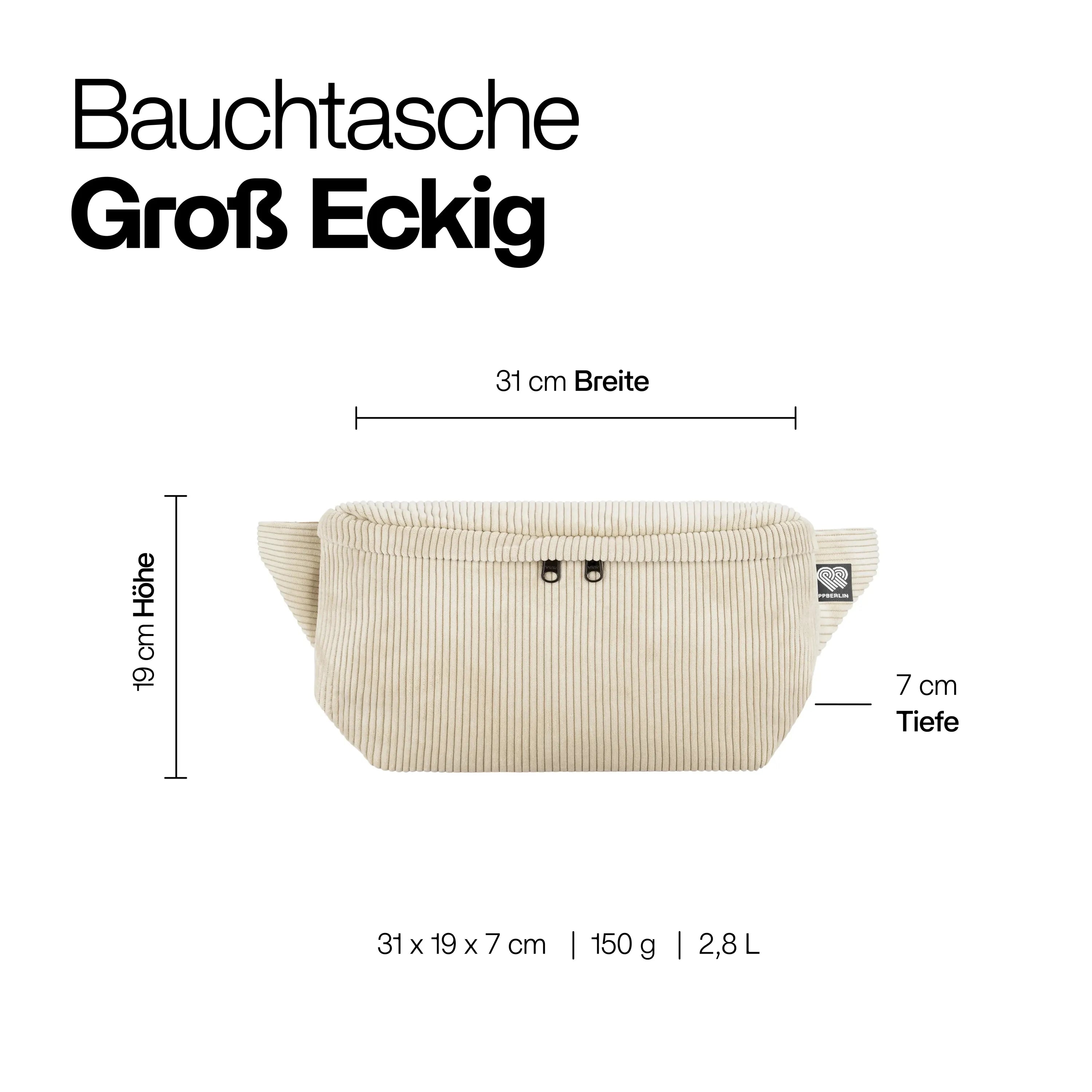 Bauchtasche Groß Eckig Technische Zeichnung