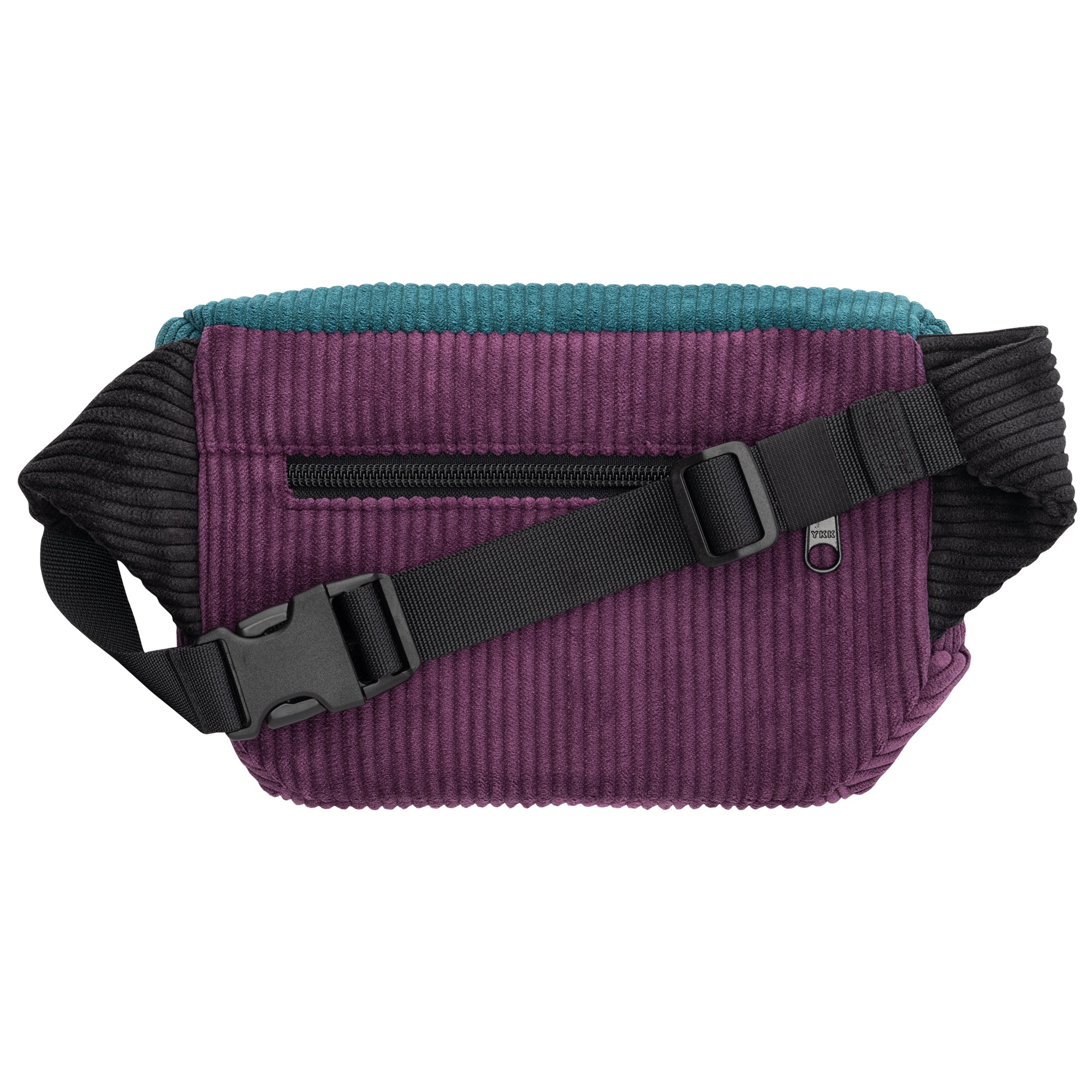 Bauchtasche eckig, Cord Farbtrio, Vorderseite (1) #farbe_Aubergine / Petrol / Schwarz