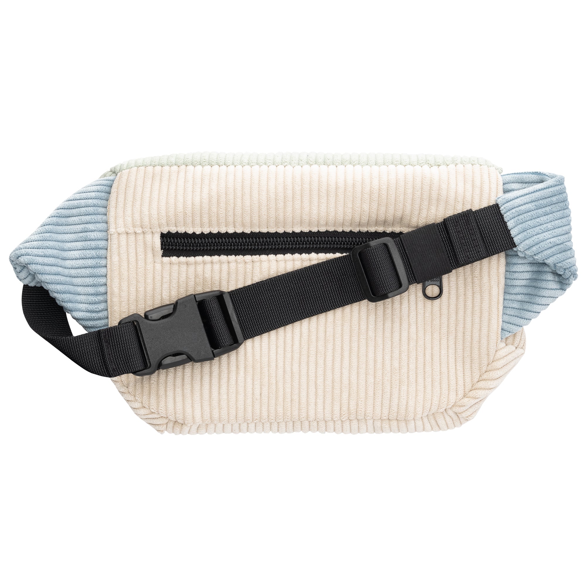 Bauchtasche eckig, Cord Farbtrio, Vorderseite (1) #farbe_Beige / Mint / Hellblau