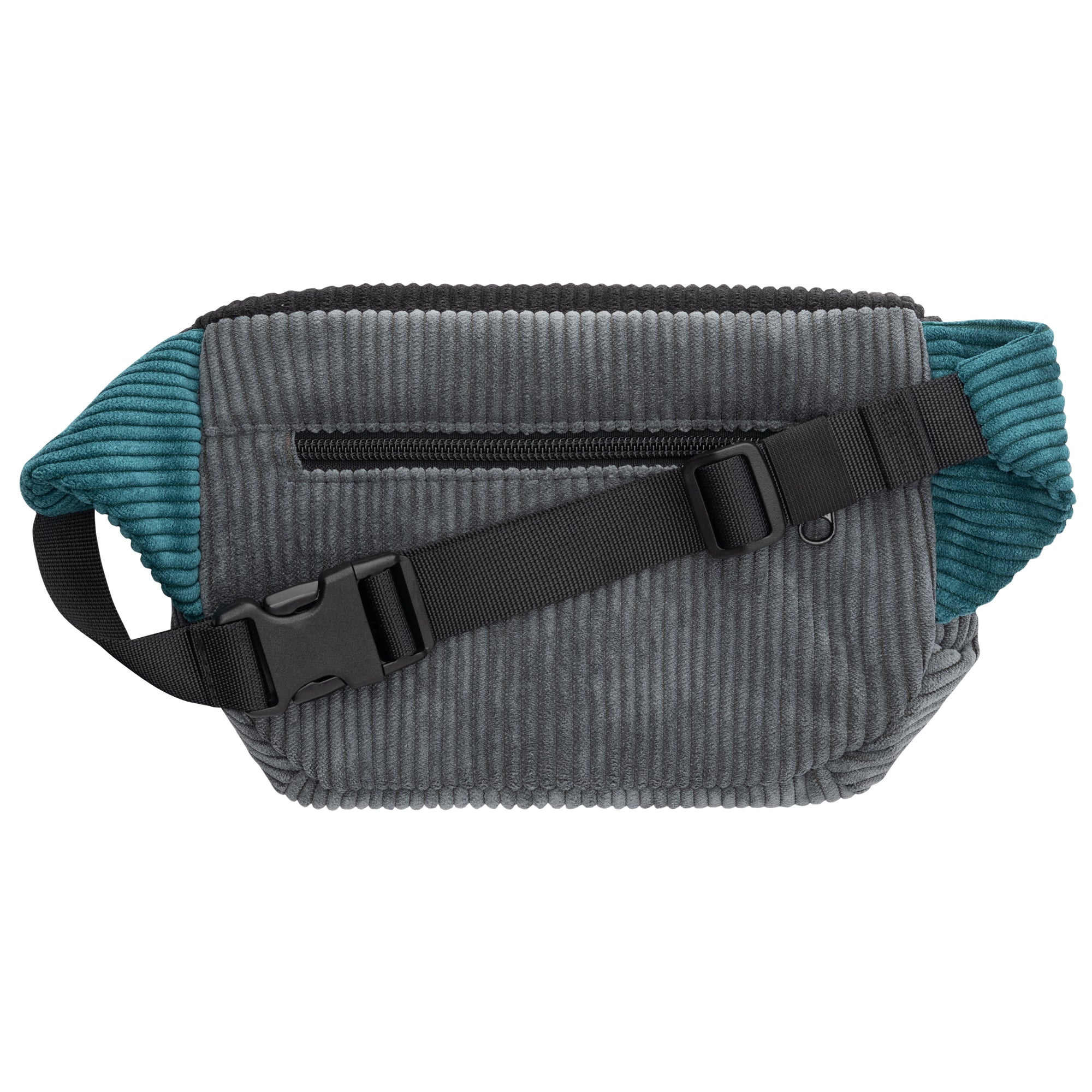 Bauchtasche eckig, Cord Farbtrio, Vorderseite (1) #farbe_Grau / Schwarz / Petrol