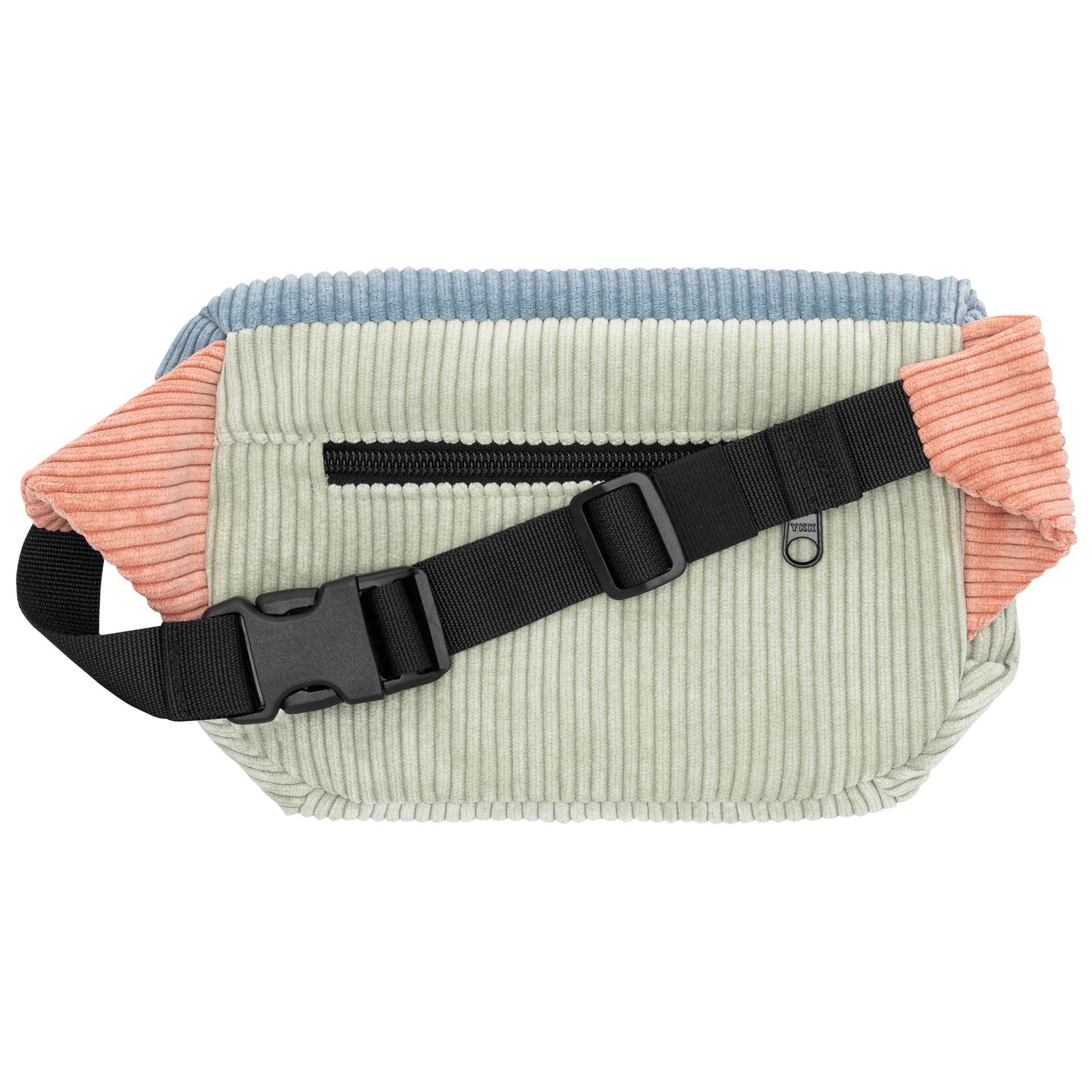 Bauchtasche eckig, Cord Farbtrio, Vorderseite (1) #farbe_Mint / Hellblau / Rosa