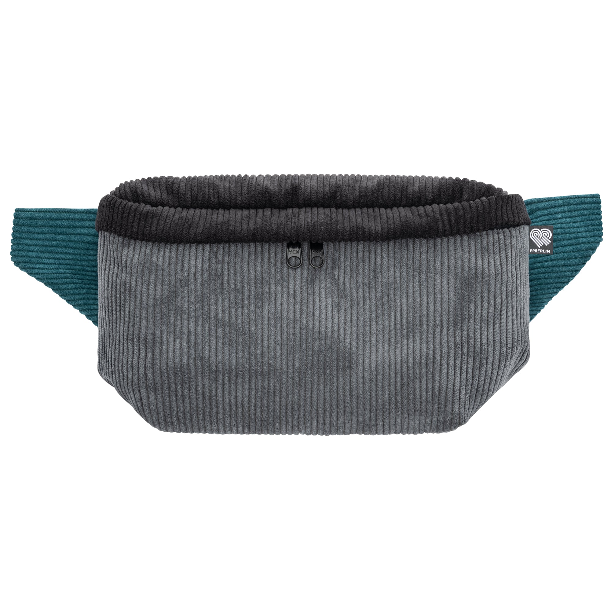 Bauchtasche groß, Cord Farbtrio (0) #farbe_Grau / Schwarz / Petrol