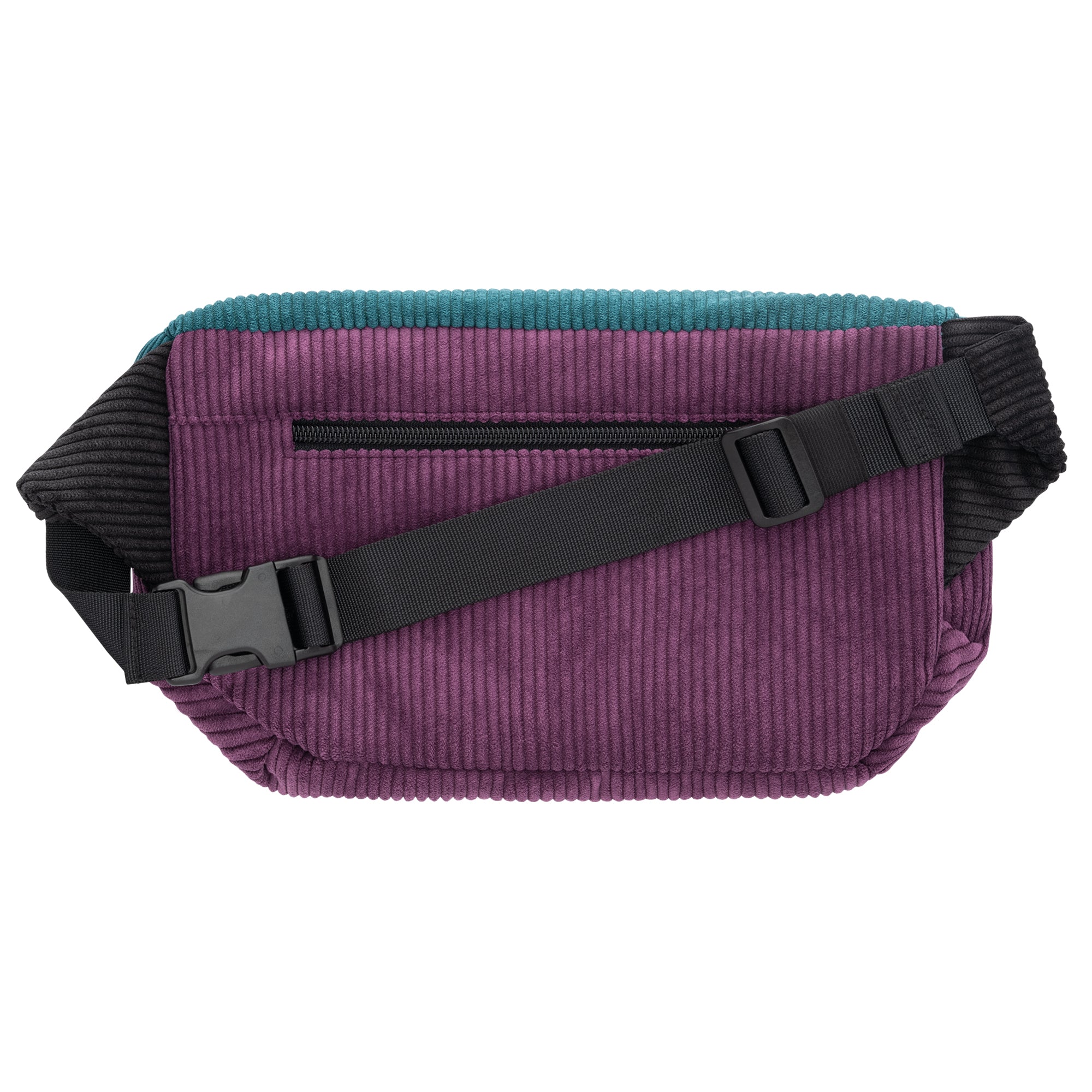 Bauchtasche groß, Cord Farbtrio (1) #farbe_Aubergine / Petrol / Schwarz