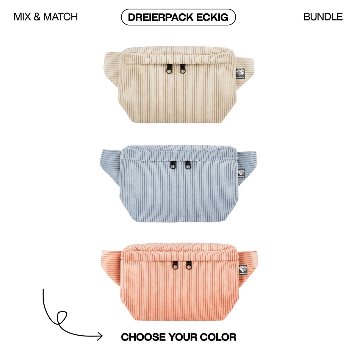 Bauchtaschen Bundle "Dreierpack Eckig"