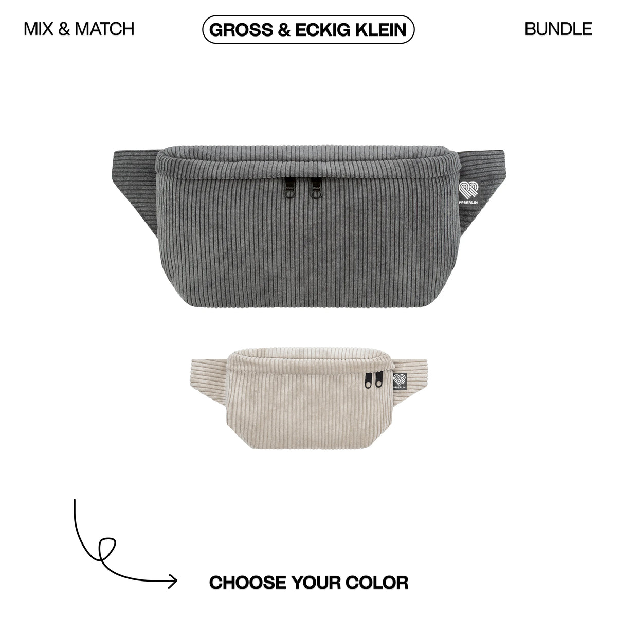 Bauchtaschen Bundle "Groß & Eckig Klein"