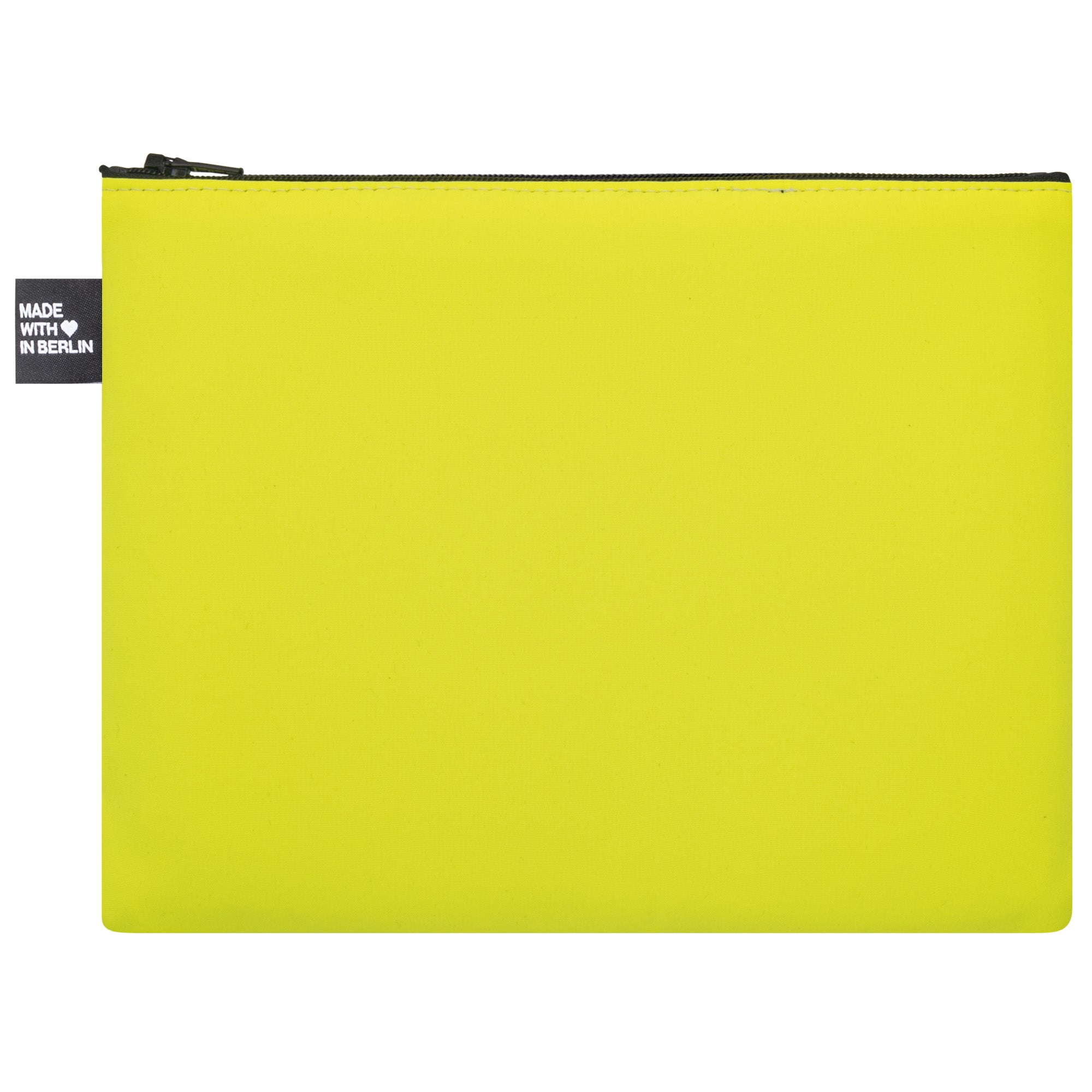 Etui Groß in neongelbem Softshell Rückseite #farbe_neongelb