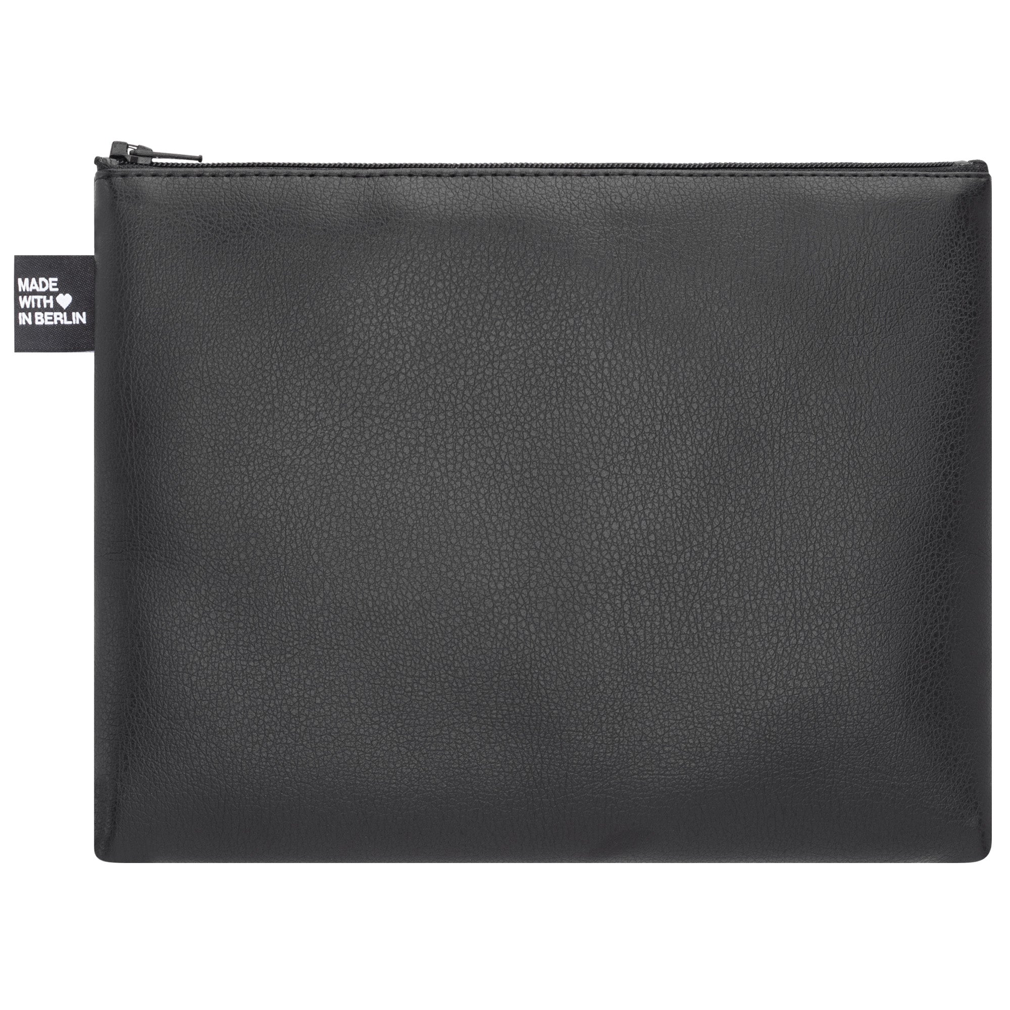 Etui Groß in schwarzem Kunstleder Rückseite #farbe_schwarz