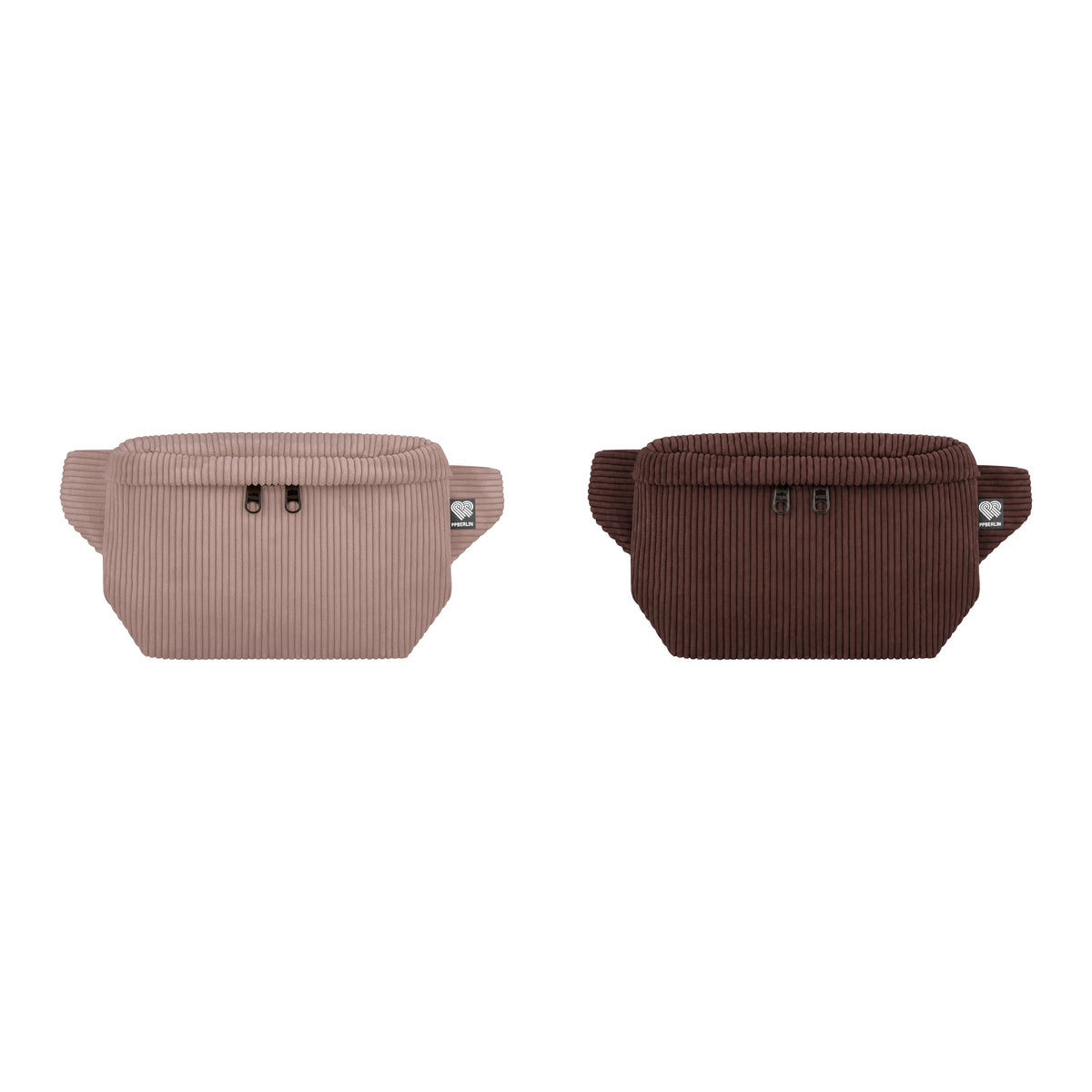 Bauchtaschen Eckig aus Cord in Taupe und Dunkelbraun
