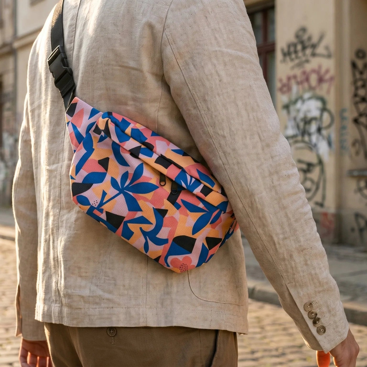 Bauchtasche groß, Meeresplastik Floral (2) #farbe_floral