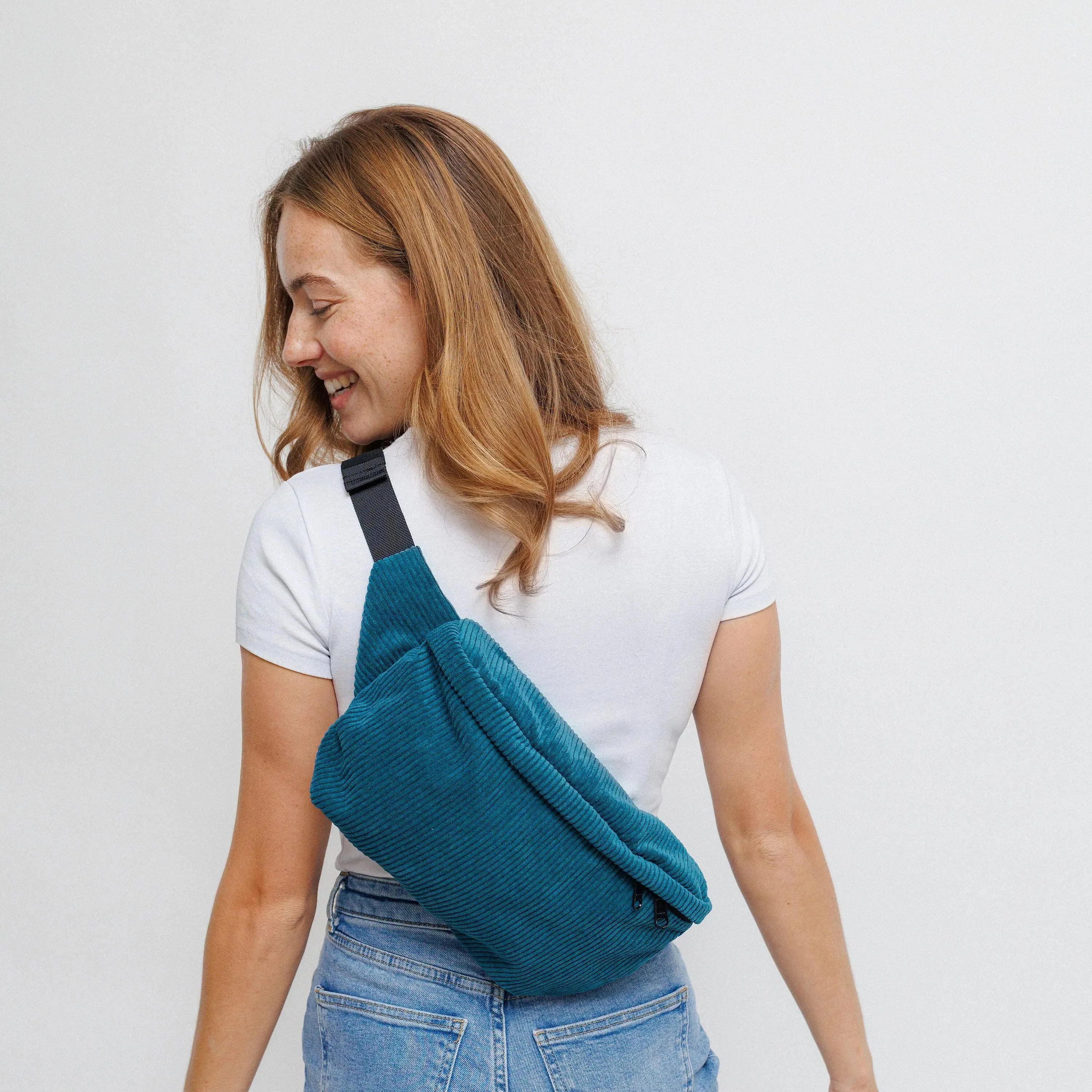 Bauchtasche groß, Cord petrol Model2 (3) #farbe_petrol