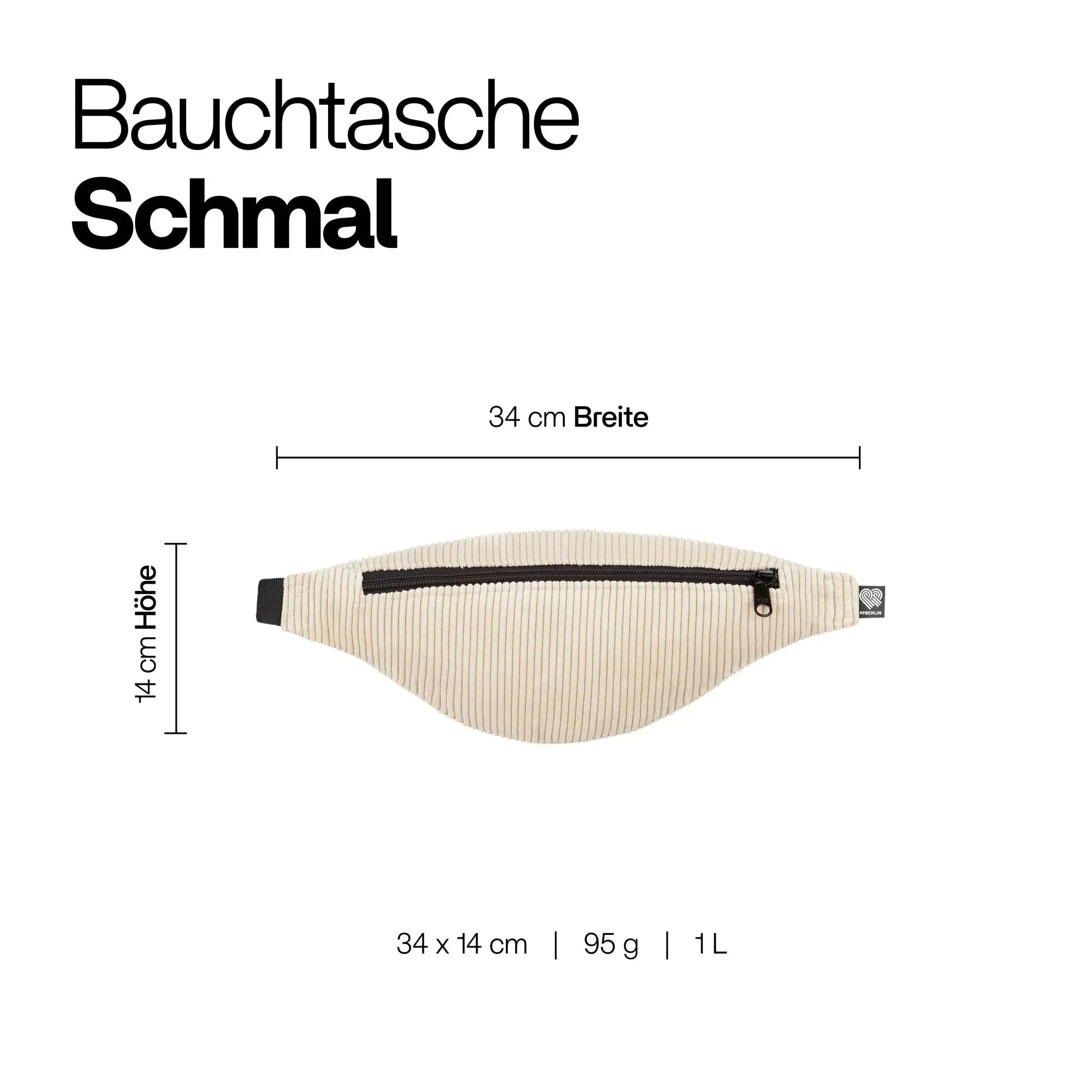 Technische Zeichnung Bauchtasche Schmal