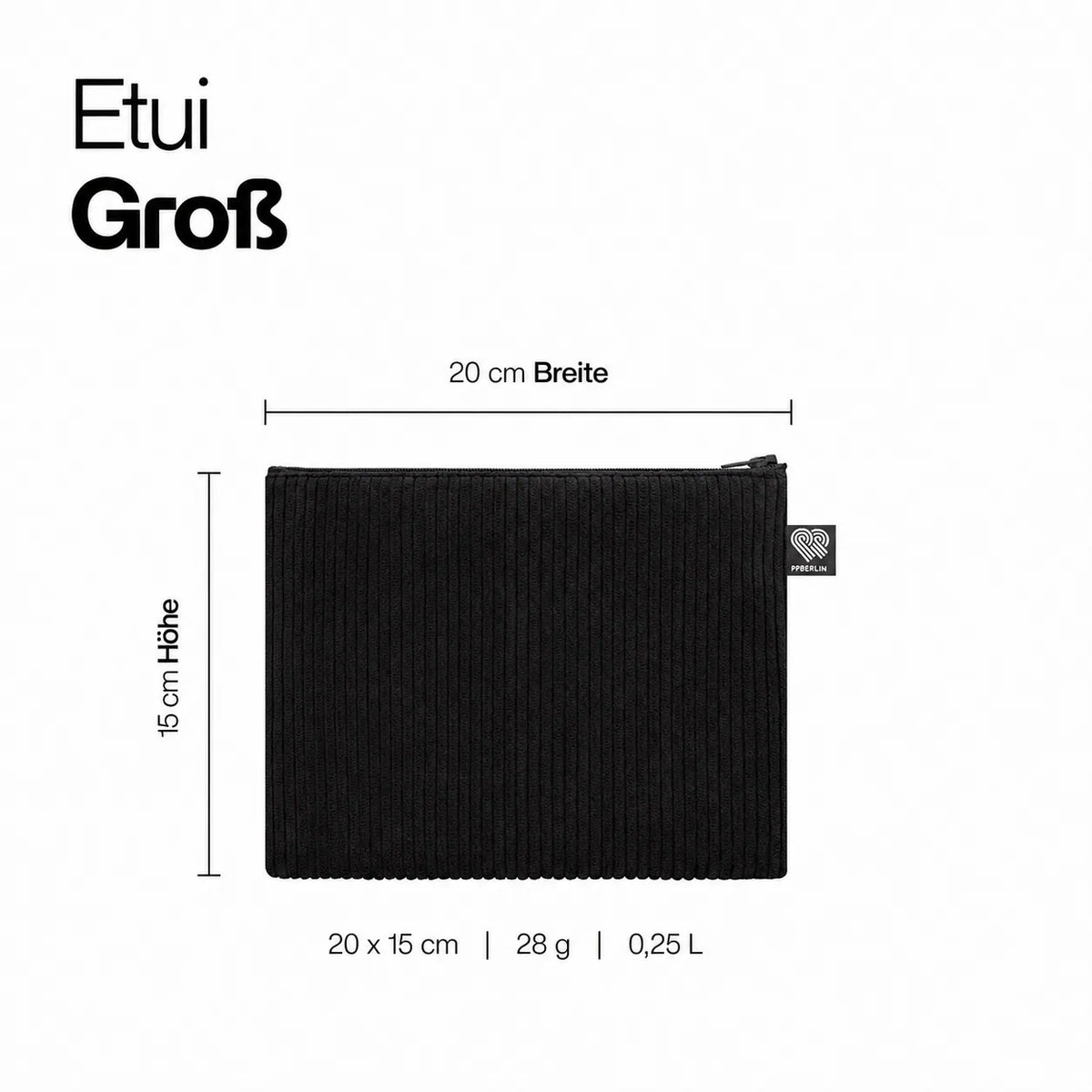 Etui Groß in schwarzem Cord Technische Zeichnung #farbe_schwarz