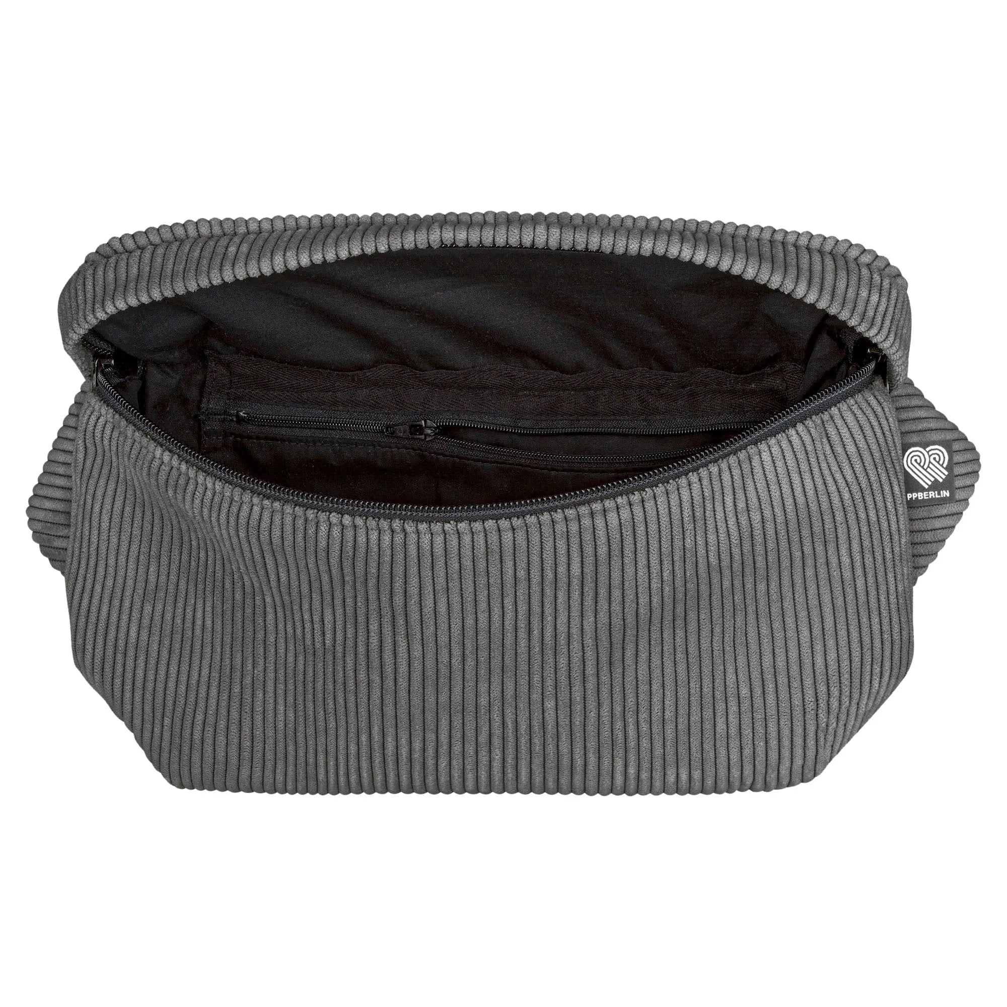 Bauchtasche groß, Cord grau Innenansicht (2) #farbe_grau
