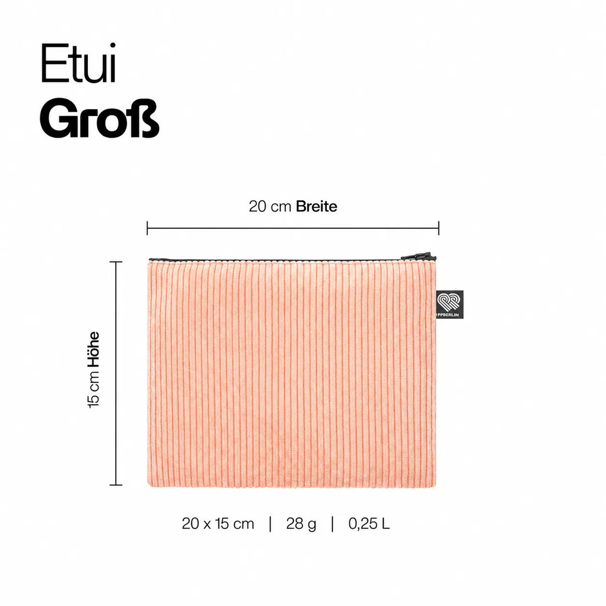 Etui Groß in rosafarbenem Cord Technische Zeichnung #farbe_rosa