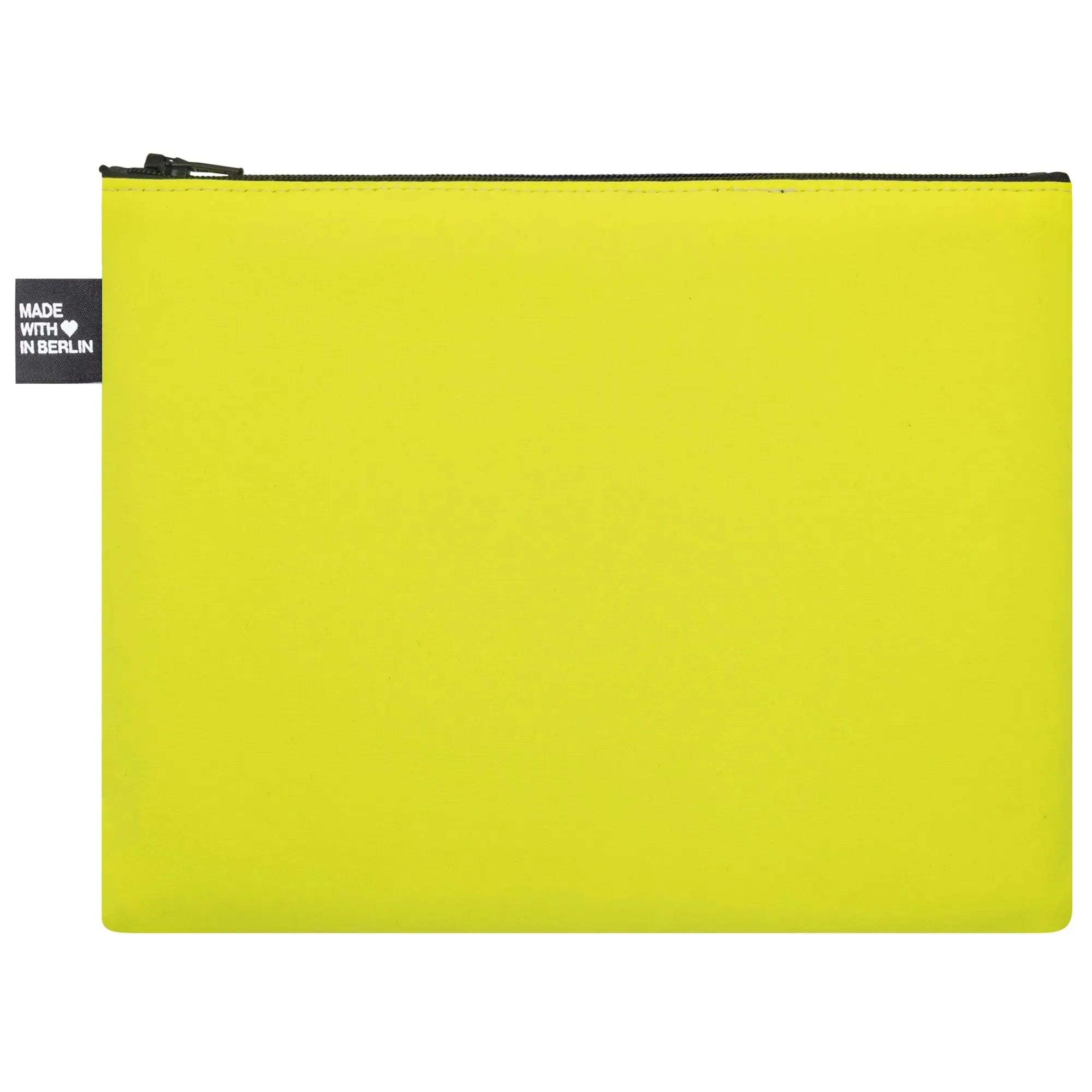 Etui Groß in neongelbem Softshell Rückseite #farbe_neongelb