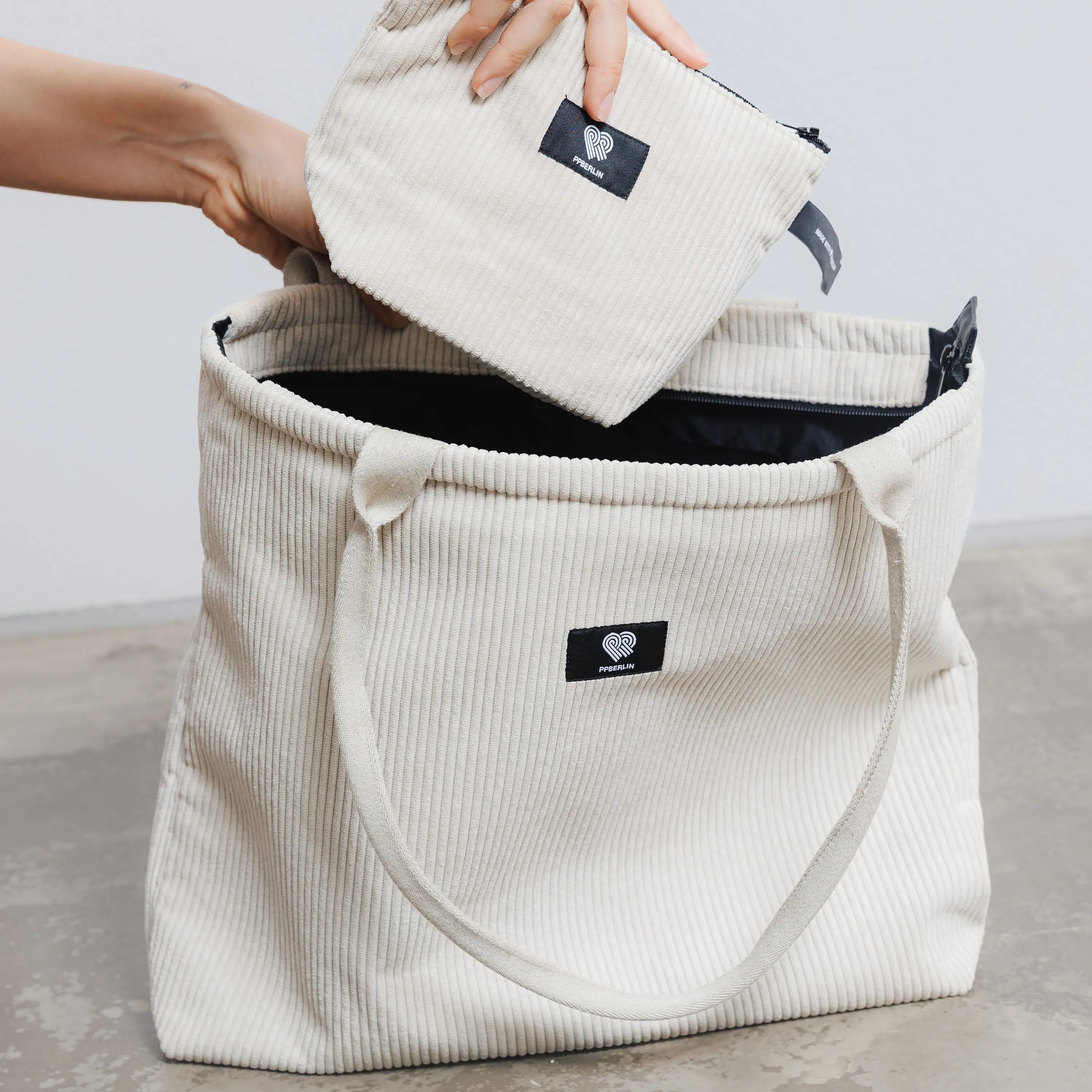 Shopperbag Cord Beige Detail2 #farbe_Beige