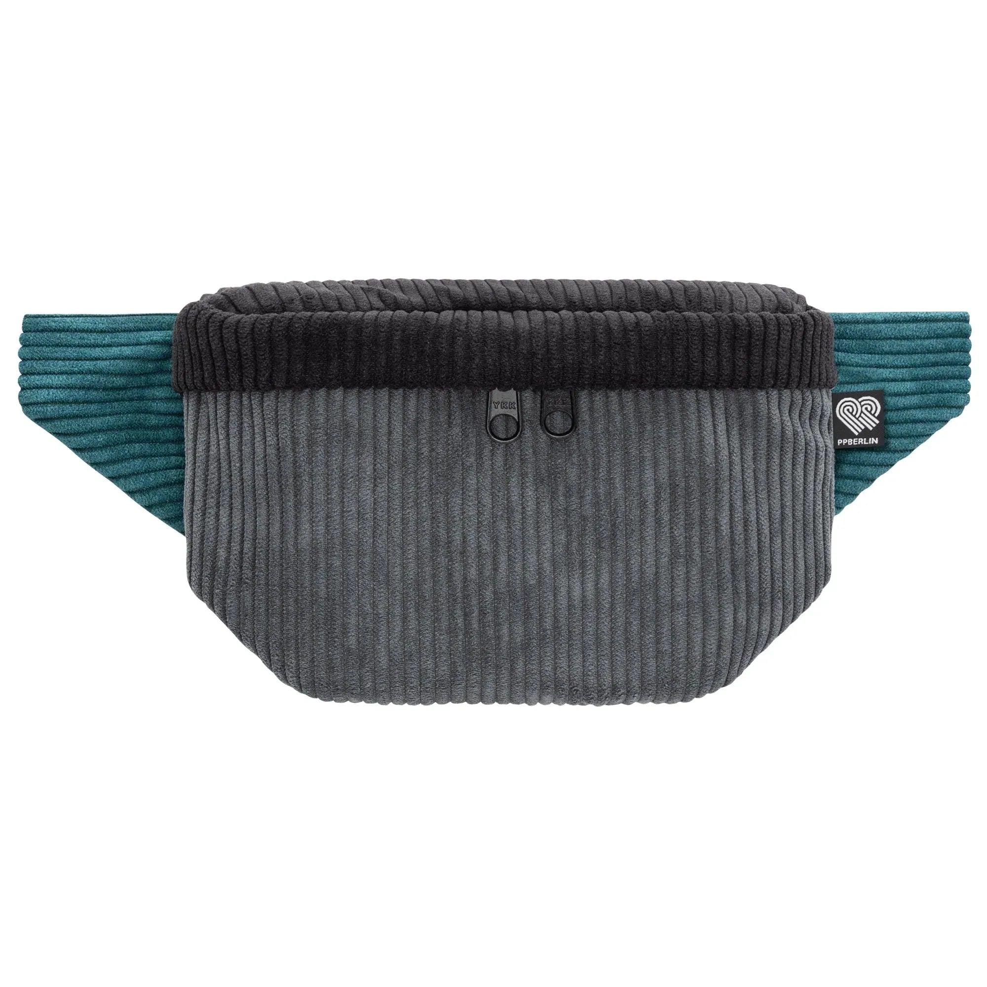 Bauchtasche eckig klein, Cord Farbtrio (0) #farbe_Grau / Schwarz / Petrol