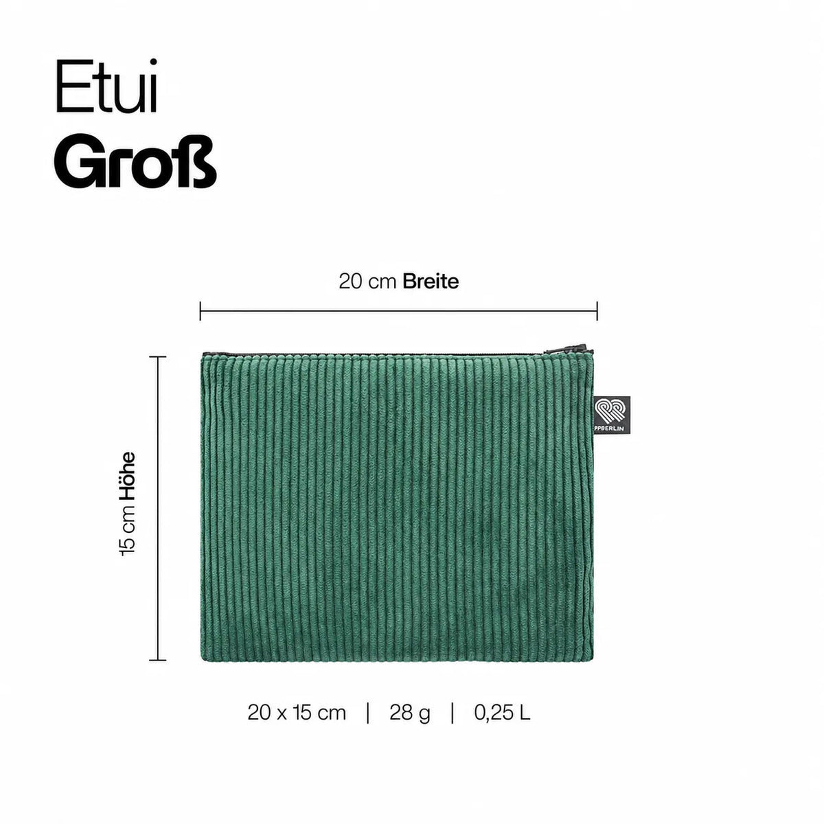 Etui Groß in grünem Cord Technische Zeichnung #farbe_grün