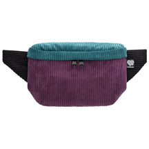 Bauchtasche eckig, Cord Farbtrio, Vorderseite (0) #farbe_Aubergine / Petrol / Schwarz