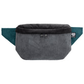 Bauchtasche eckig, Cord Farbtrio, Vorderseite (0) #farbe_Grau / Schwarz / Petrol