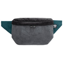 Bauchtasche eckig, Cord Farbtrio, Vorderseite (0) #farbe_Grau / Schwarz / Petrol