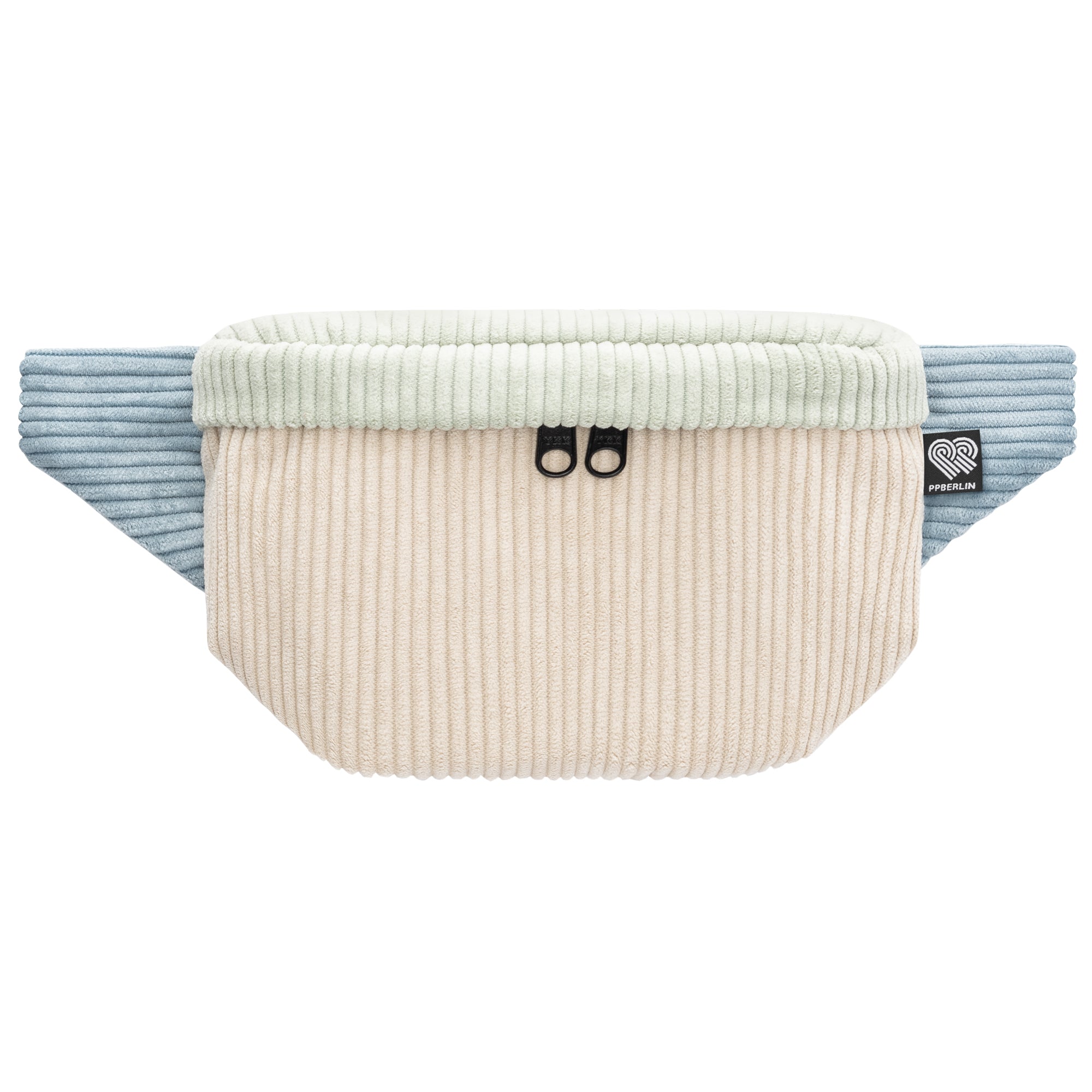 Bauchtasche eckig klein, Cord Farbtrio (0) #farbe_Beige / Mint / Hellblau
