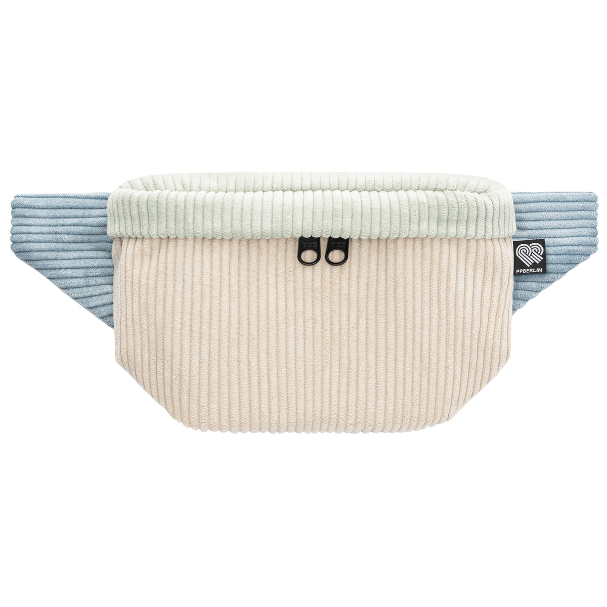 Bauchtasche eckig klein, Cord Farbtrio (0) #farbe_Beige / Mint / Hellblau