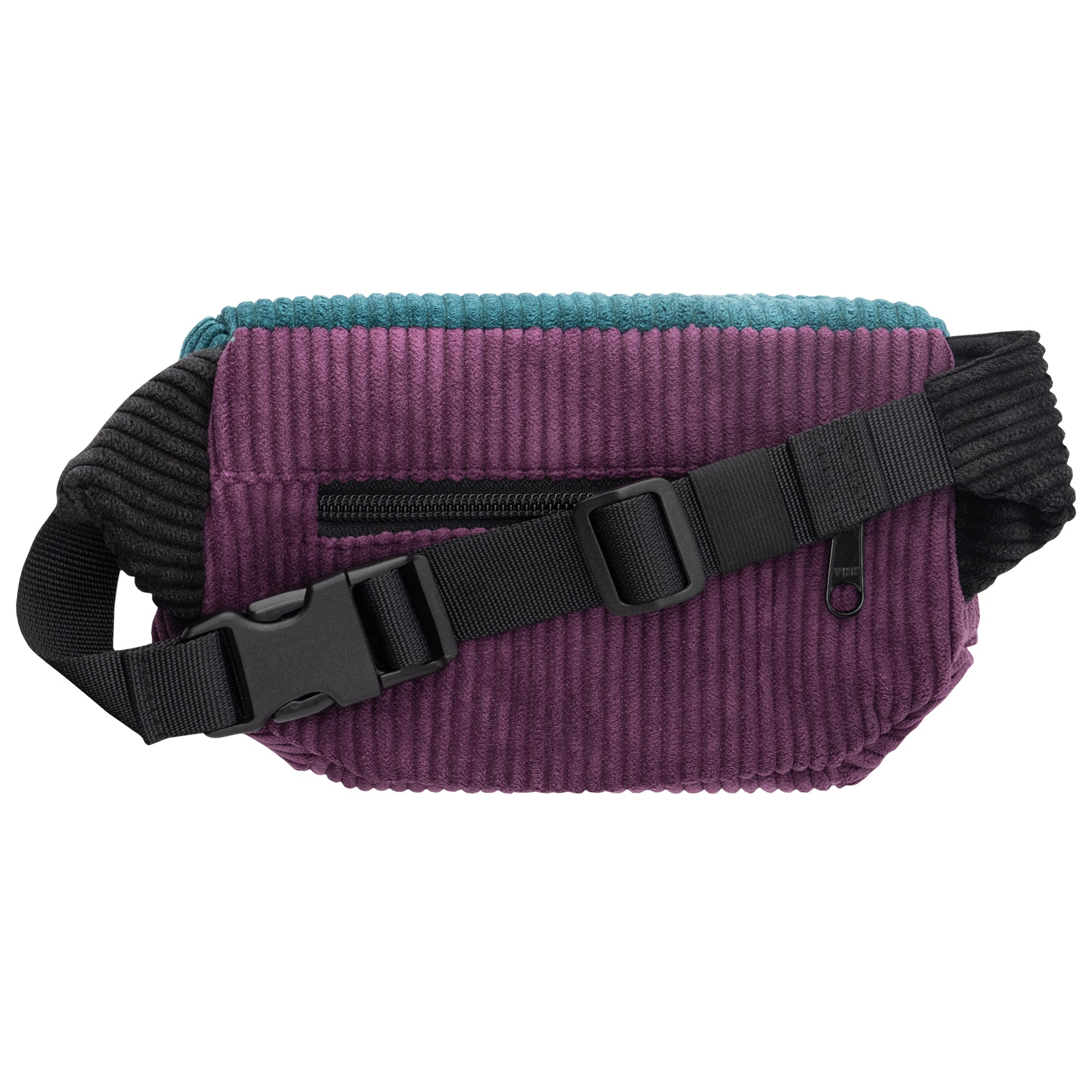 Bauchtasche eckig klein, Cord Farbtrio (1) #farbe_Aubergine / Petrol / Schwarz