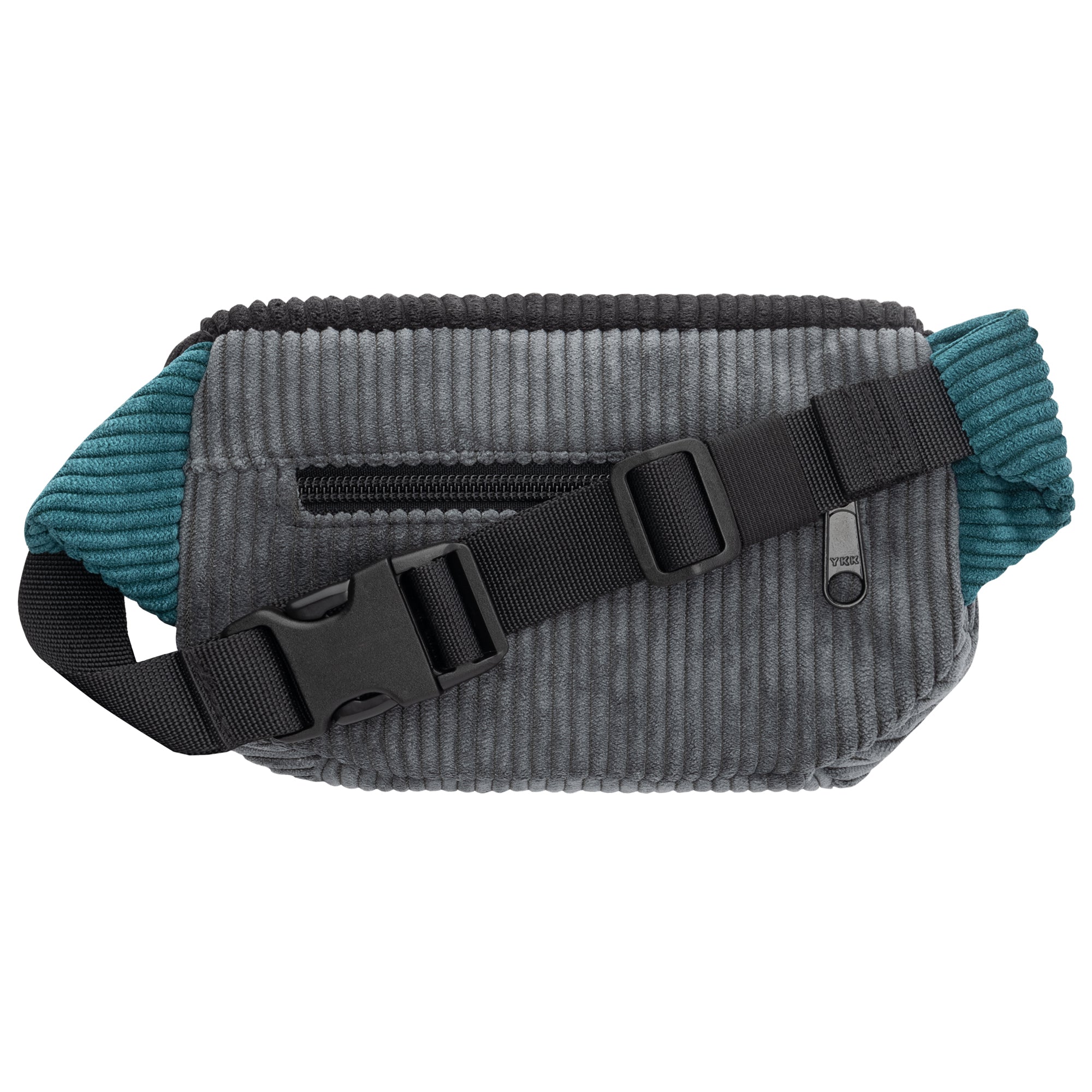 Bauchtasche eckig klein, Cord Farbtrio (1) #farbe_Grau / Schwarz / Petrol