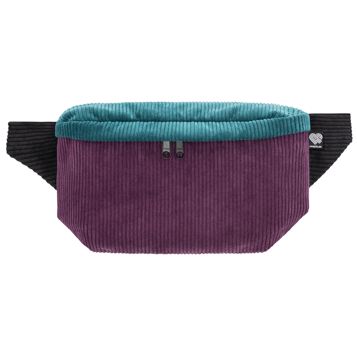 Bauchtasche groß, Cord Farbtrio (0) #farbe_Aubergine / Petrol / Schwarz