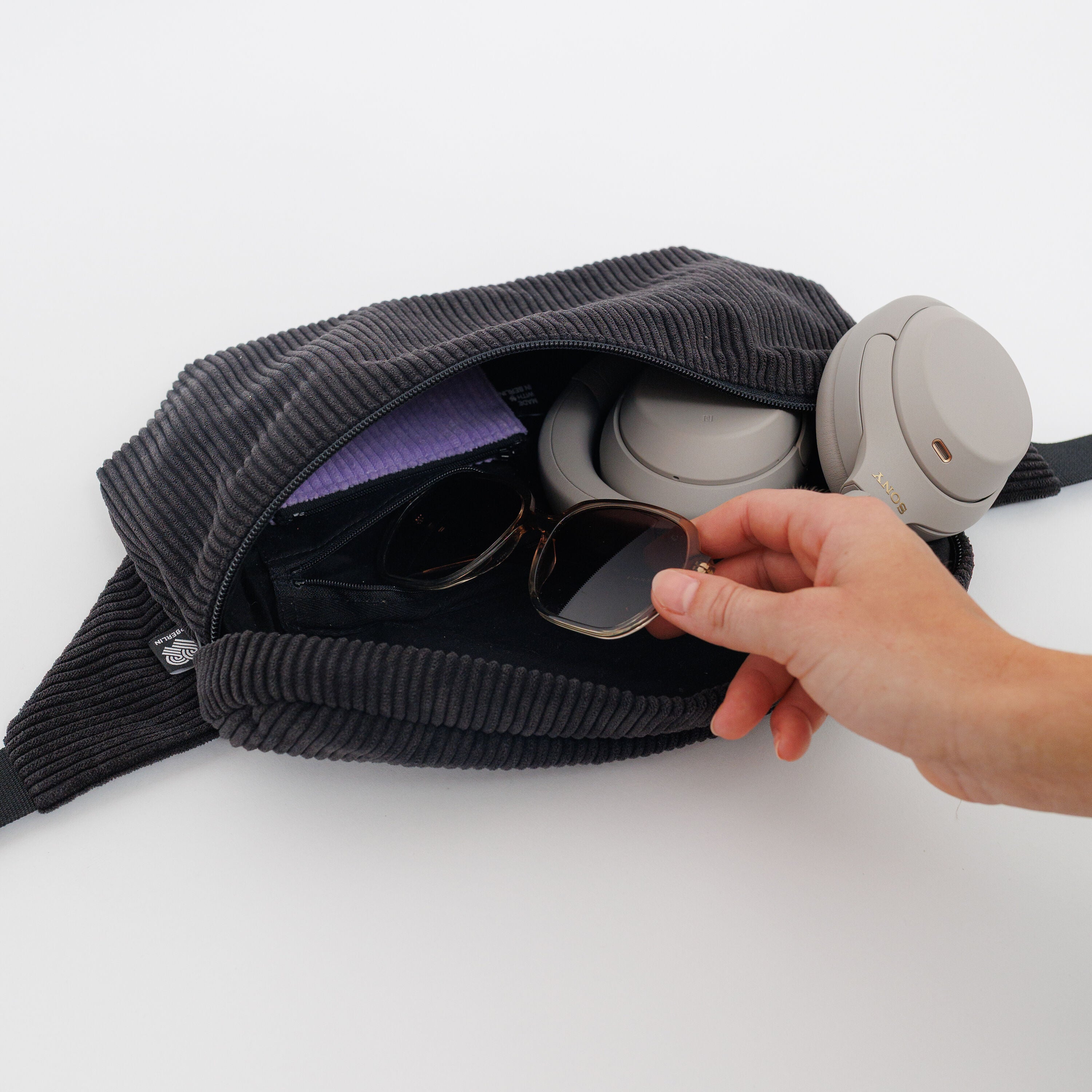 Bauchtasche groß, Cord schwarz (7) #farbe_schwarz