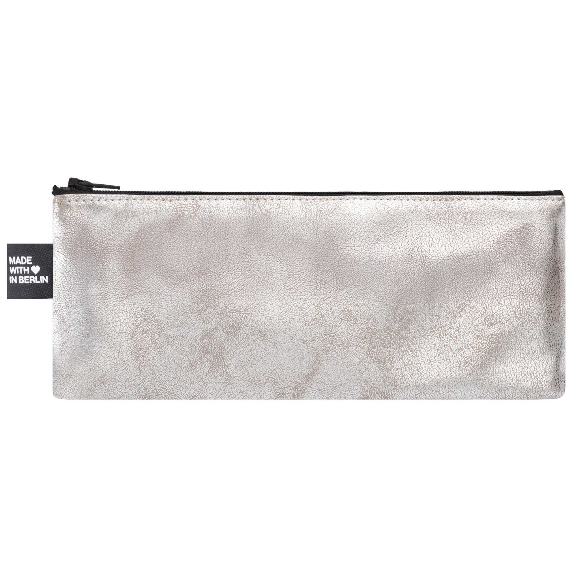 Etui lang, Kunstleder Glitter Silber Rückseite (1) #farbe_Silber