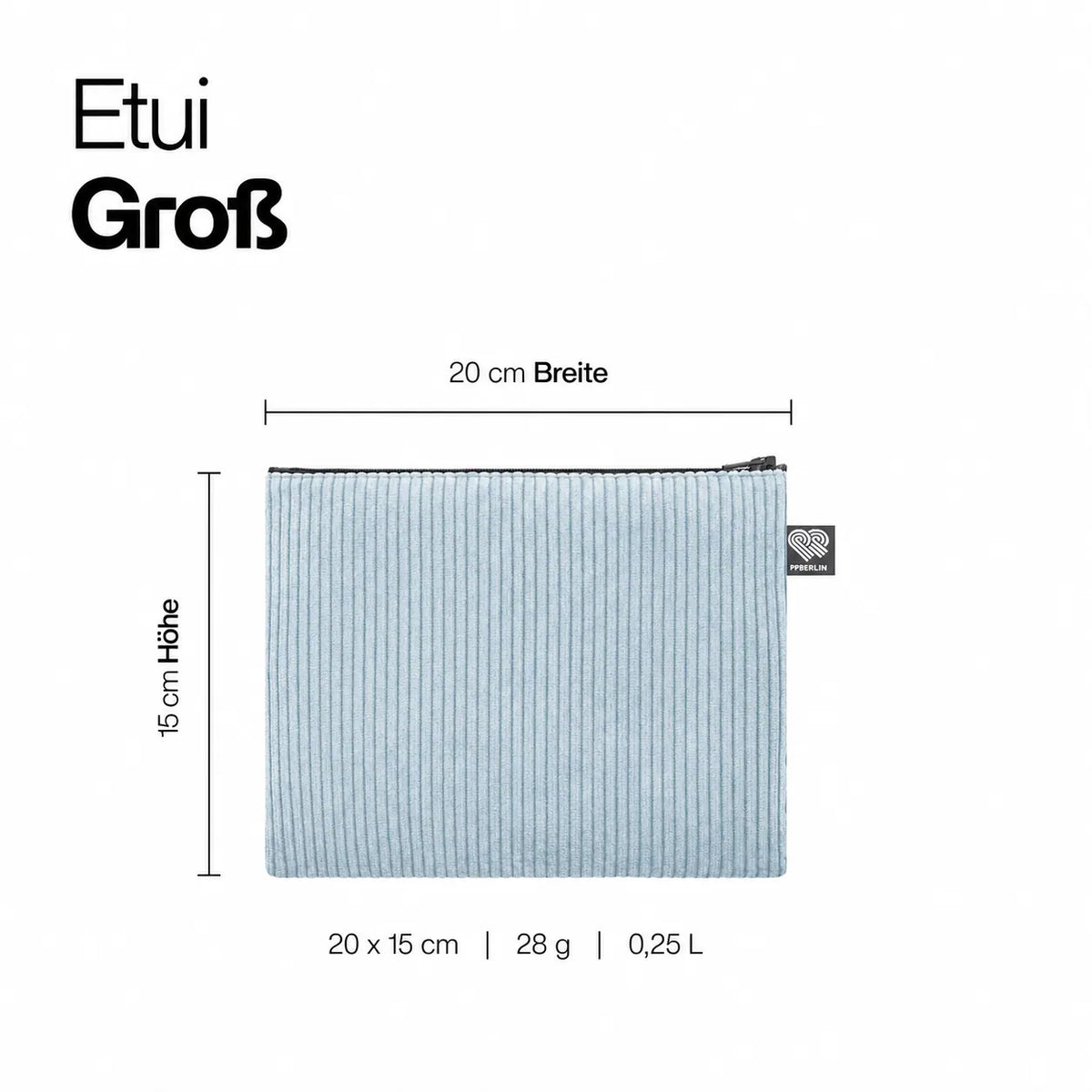 Etui Groß in hellblauem Cord Technische Zeichnung #farbe_hellblau