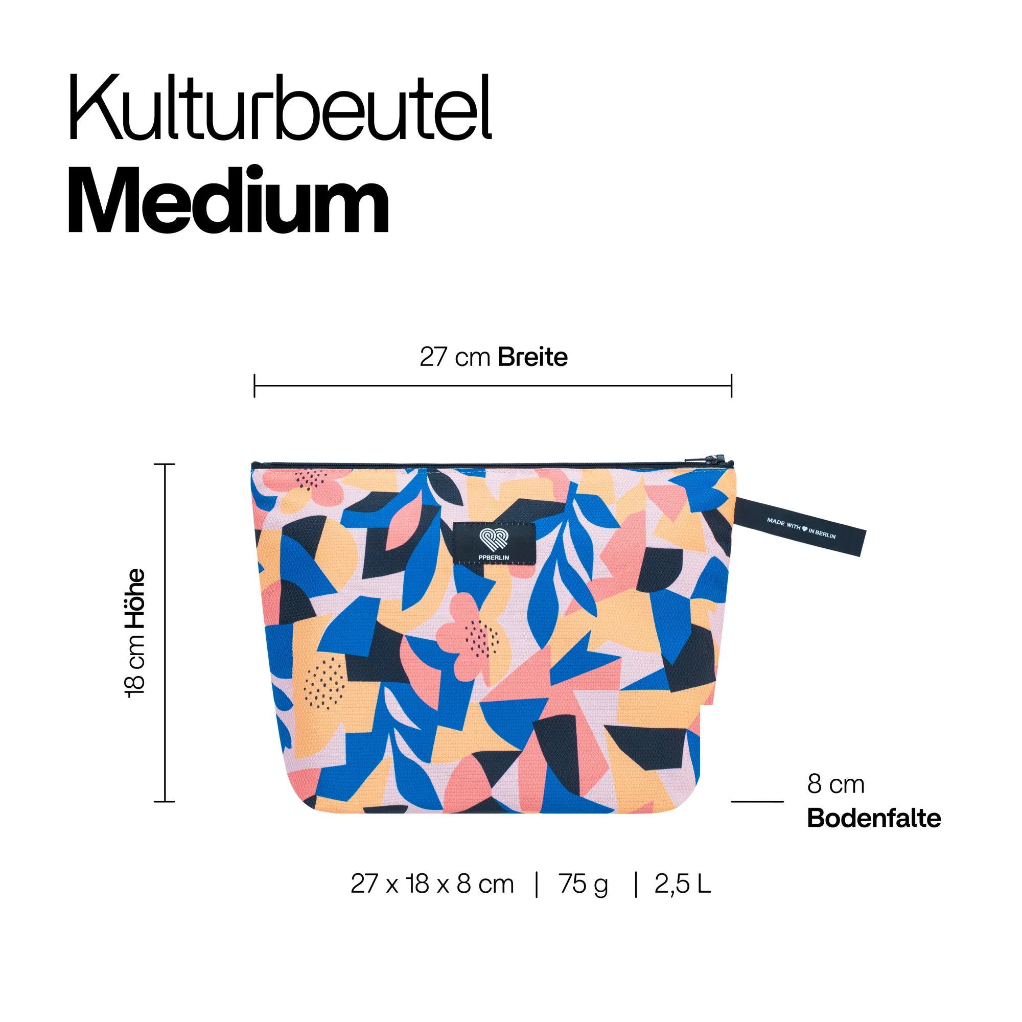 Kulturbeutel Medium Meeresplastik Limited Edition 01 Floral Technische Zeichnung (1) #größe_medium