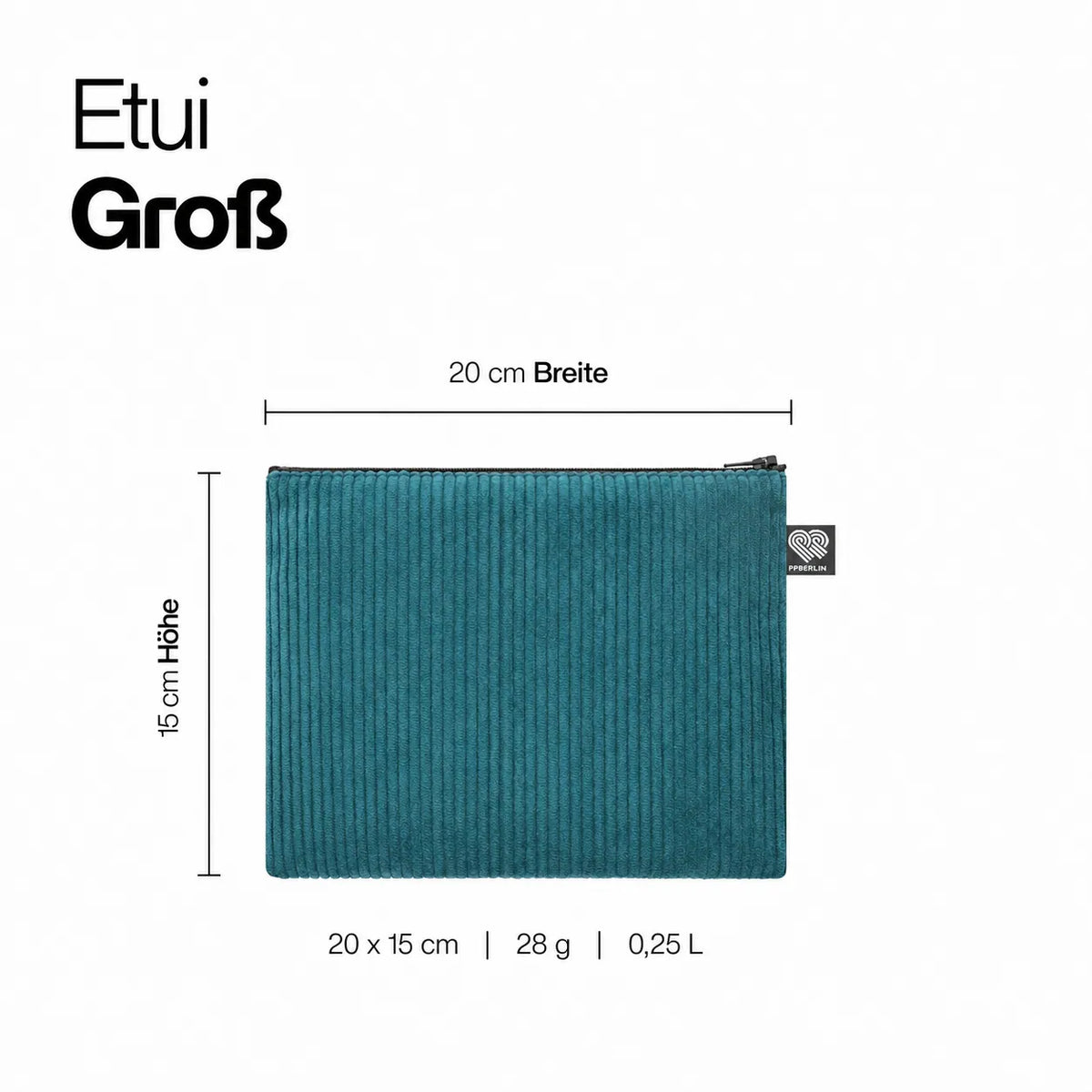 Etui Groß in petrolfarbenem Cord Technische Zeichnung #farbe_petrol