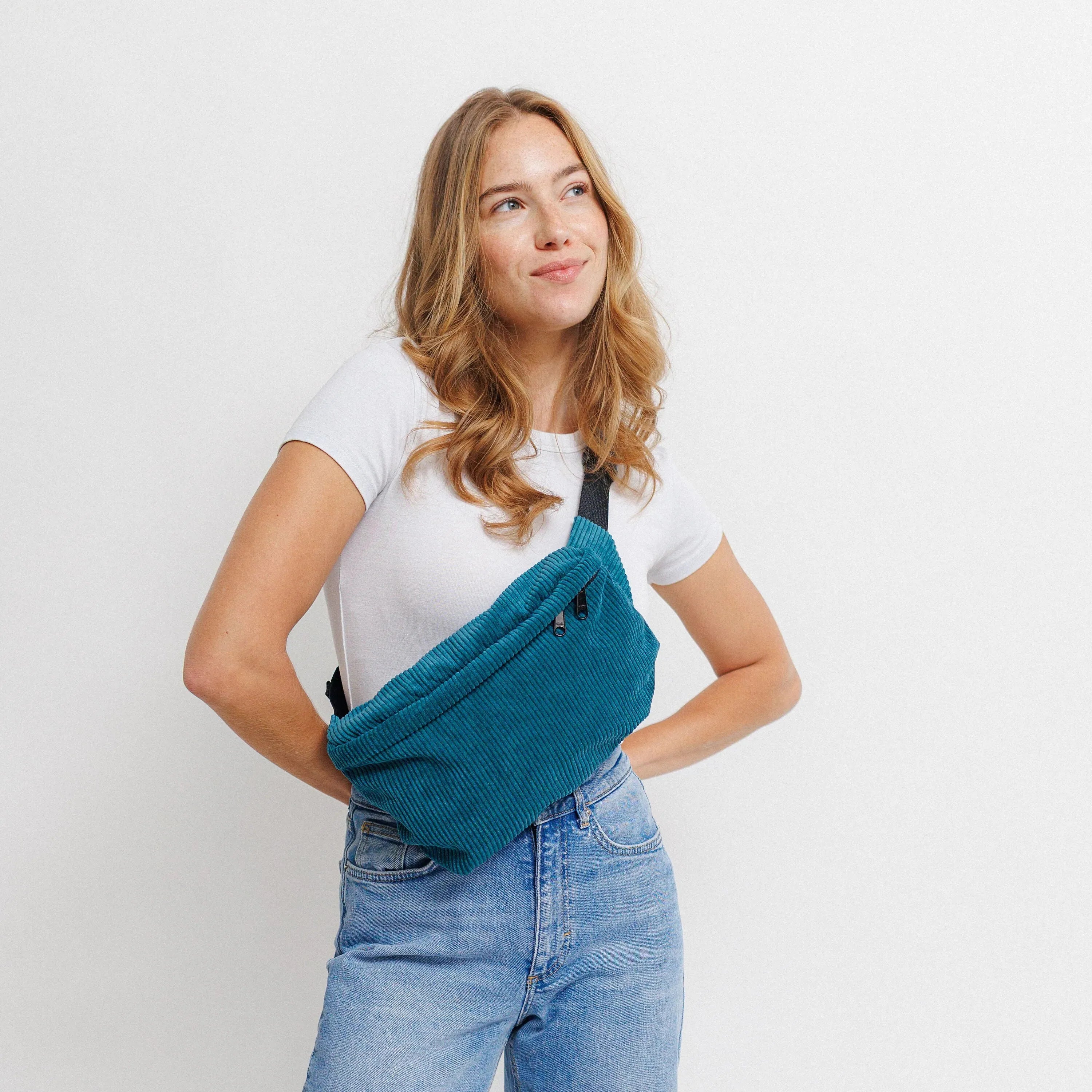 Bauchtasche groß, Cord petrol Model1 (2) #farbe_petrol