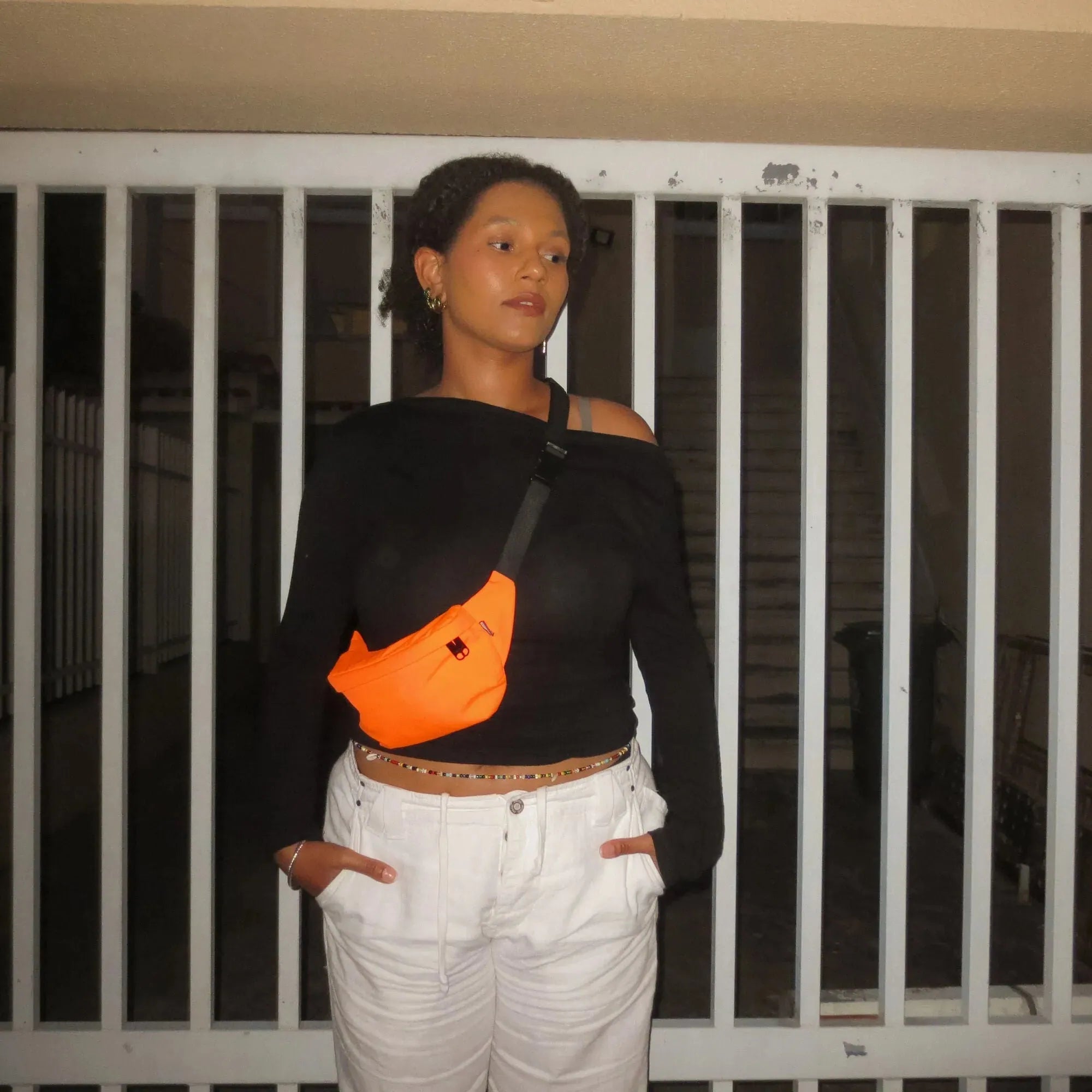 Bauchtasche eckig, Softshell Neonorange Tragebild2 (7) #farbe_Neonorange