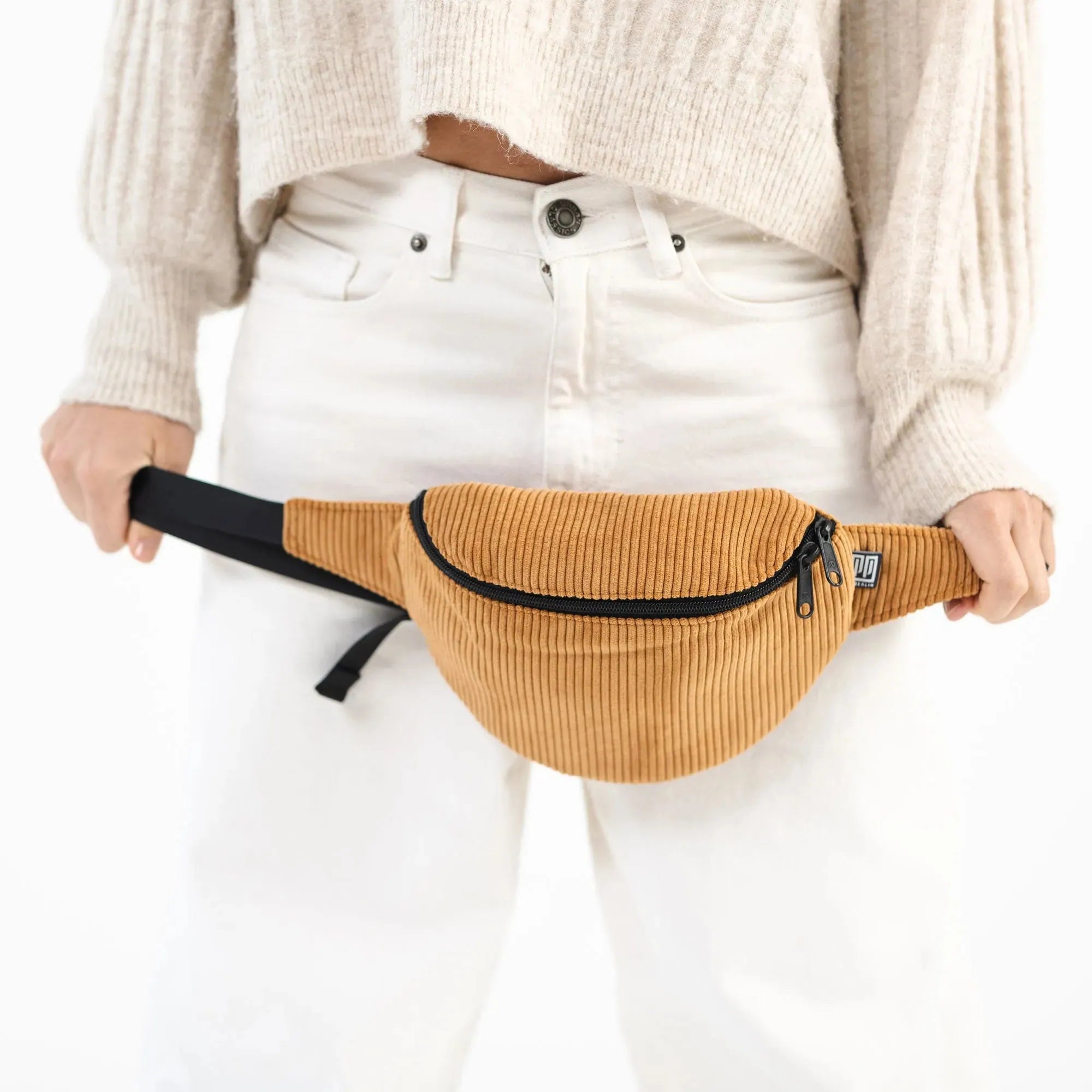 Bauchtasche klassisch, Cord Ocker Detail3 (4) #farbe_Ocker