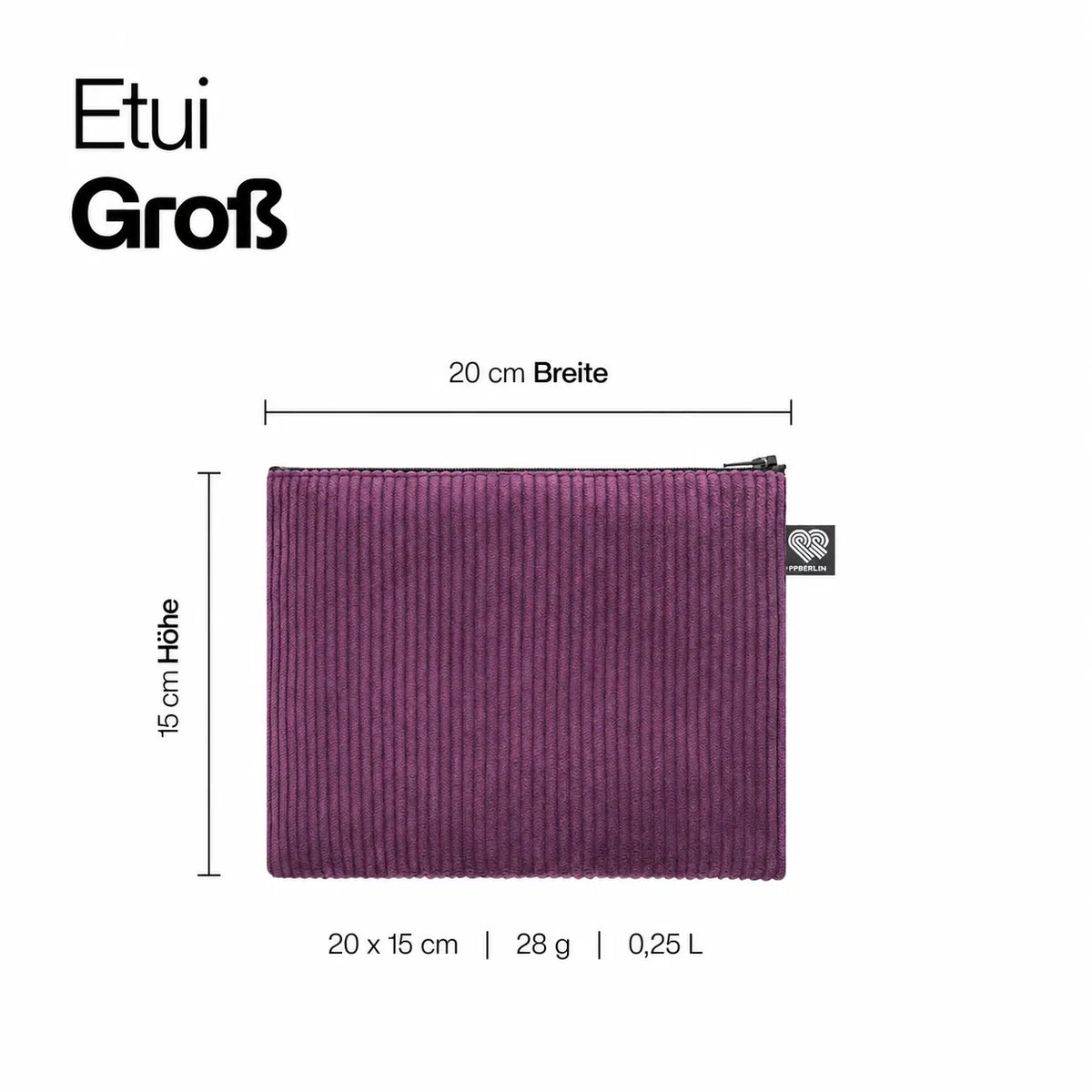 Etui Groß in auberginefarbenem Cord Technische Zeichnung #farbe_aubergine