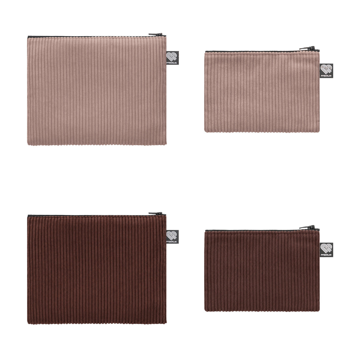 Etuis aus Cord in Taupe und Dunkelbraun
