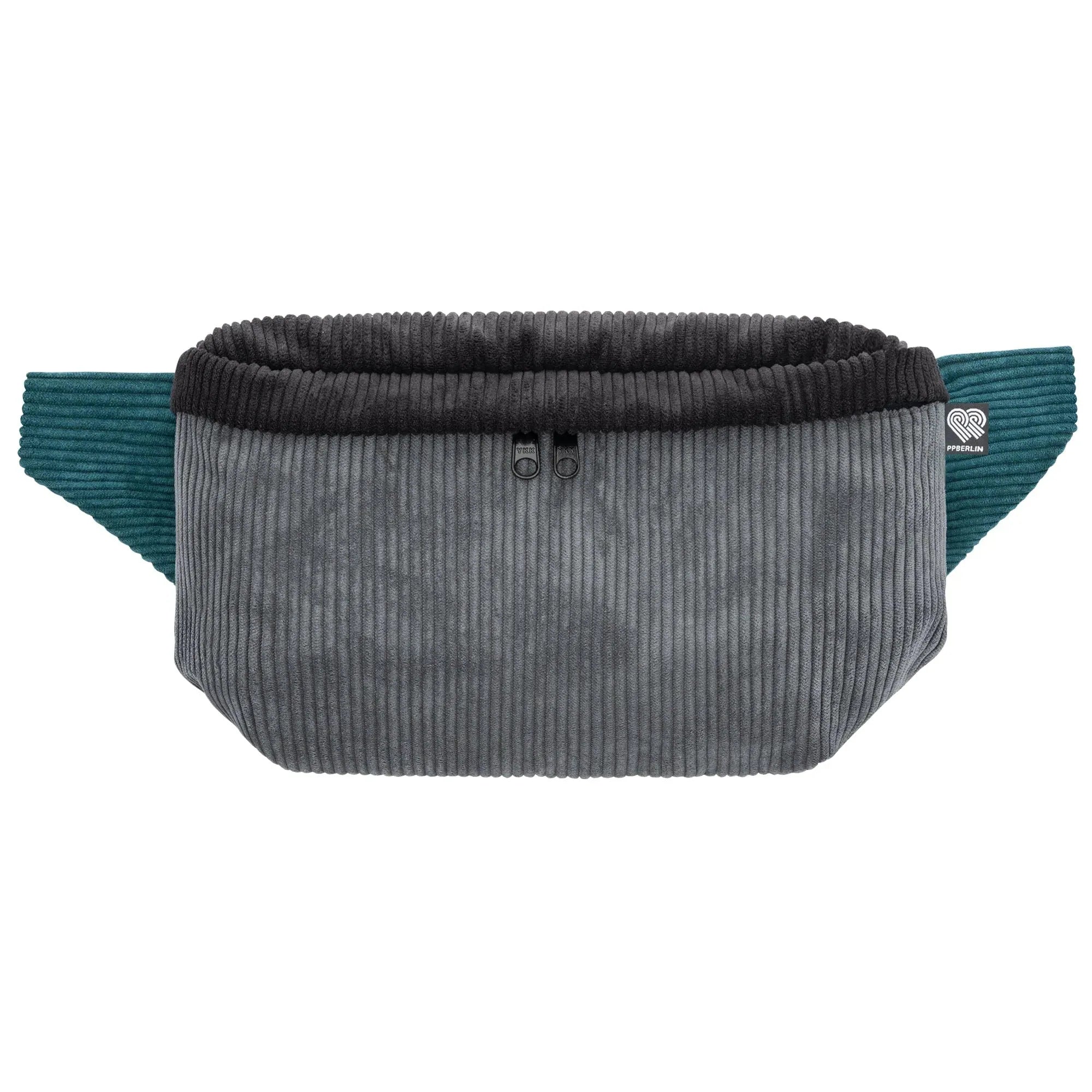 Bauchtasche groß, Cord Farbtrio (0) #farbe_Grau / Schwarz / Petrol